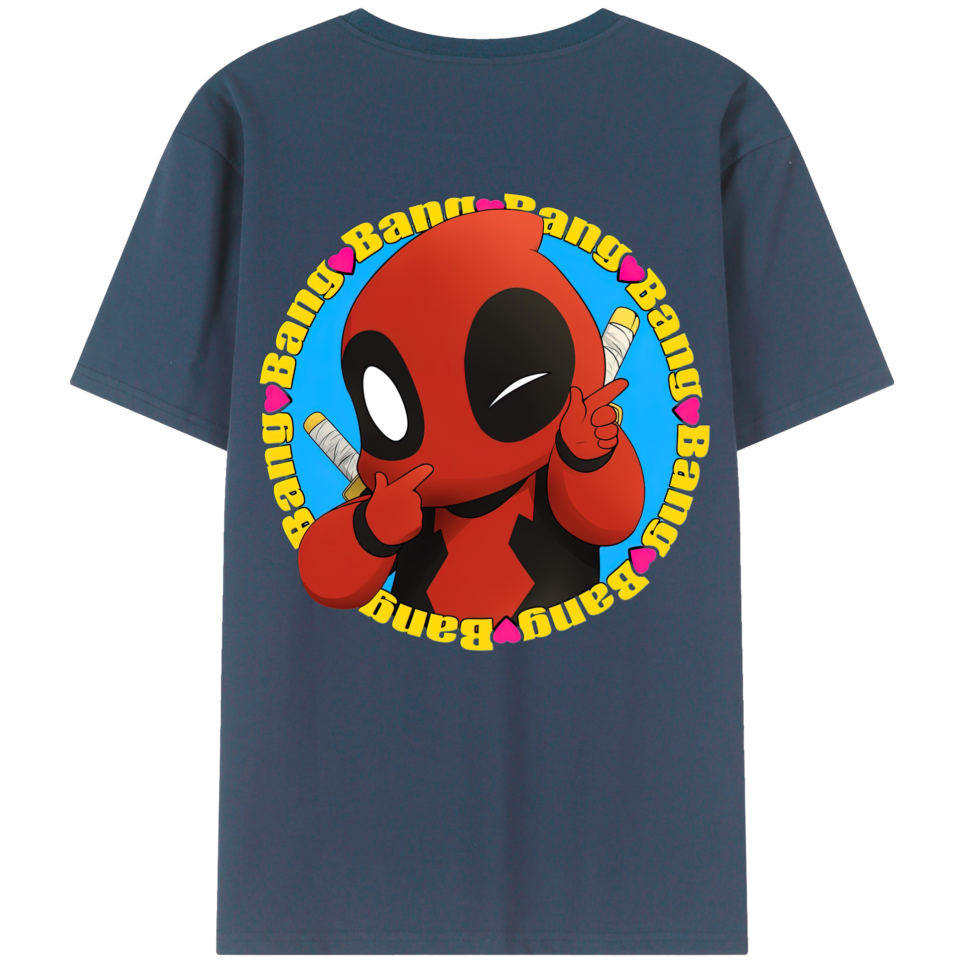 （画像用） Deadpool デッドプール 綿100％ メンズ半袖Tシャツ（バックプリント） 通気性