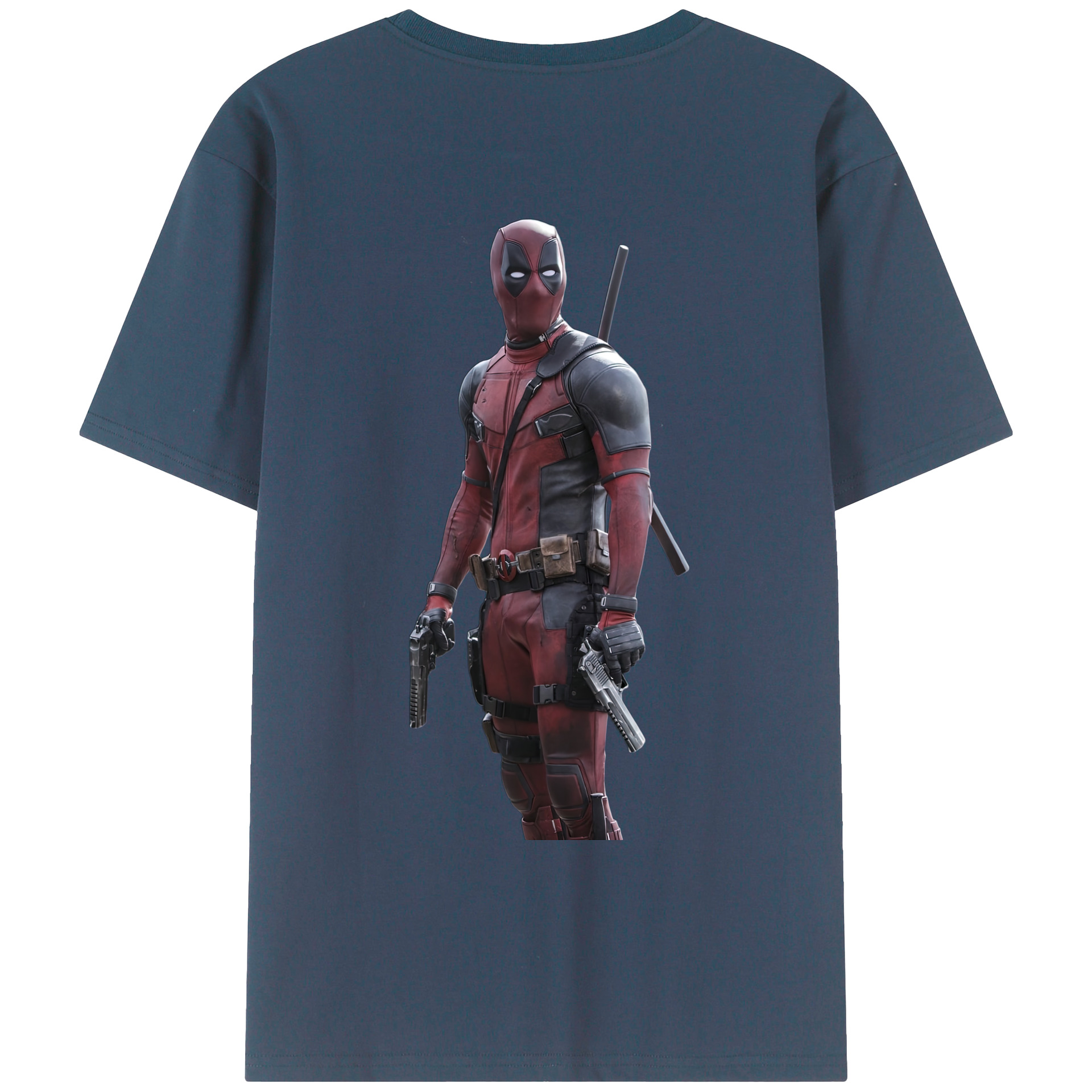 （画像用） Deadpool デッドプール 綿100％ メンズ半袖Tシャツ（バックプリント） 通気性