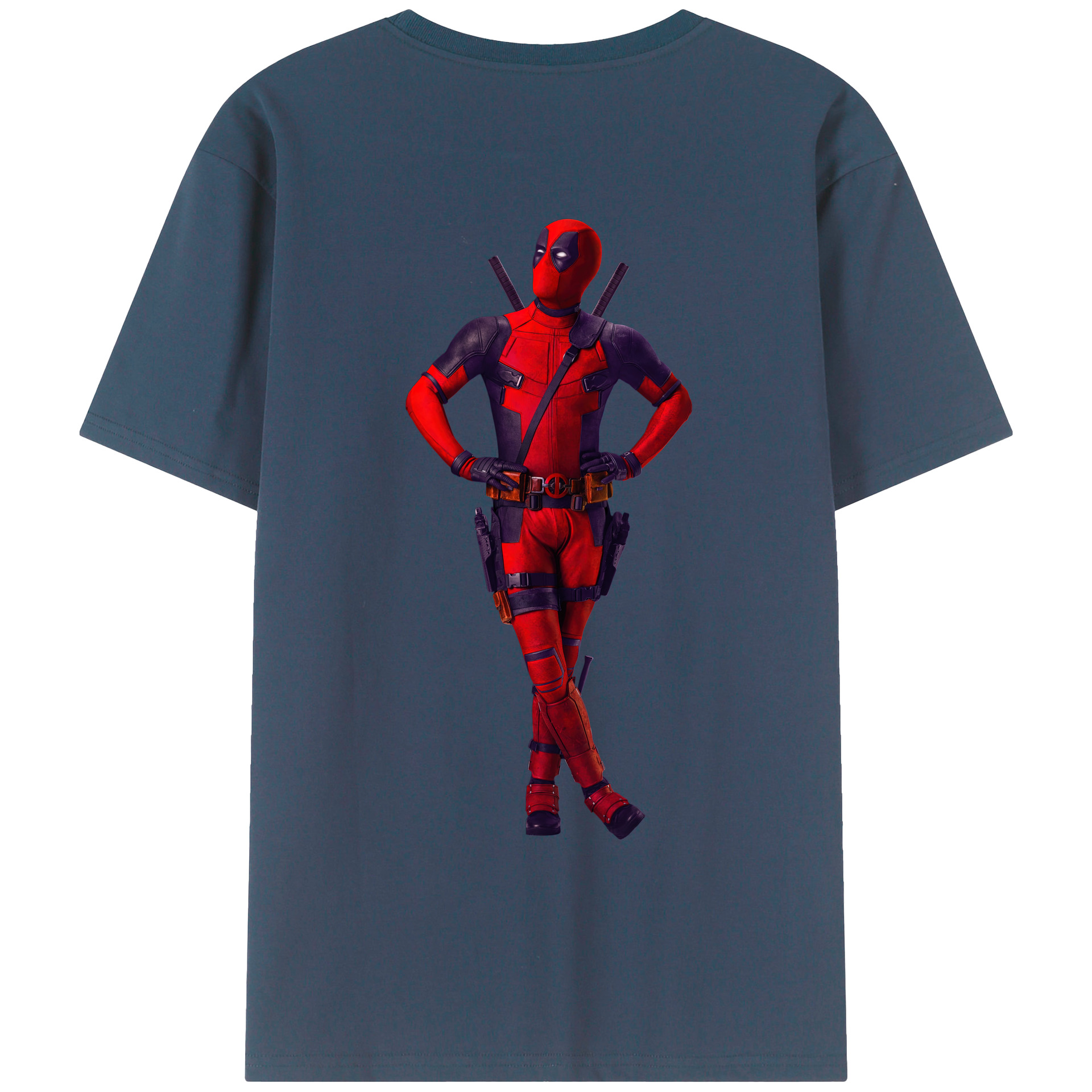 （画像用） Deadpool デッドプール 綿100％ メンズ半袖Tシャツ（バックプリント） 通気性