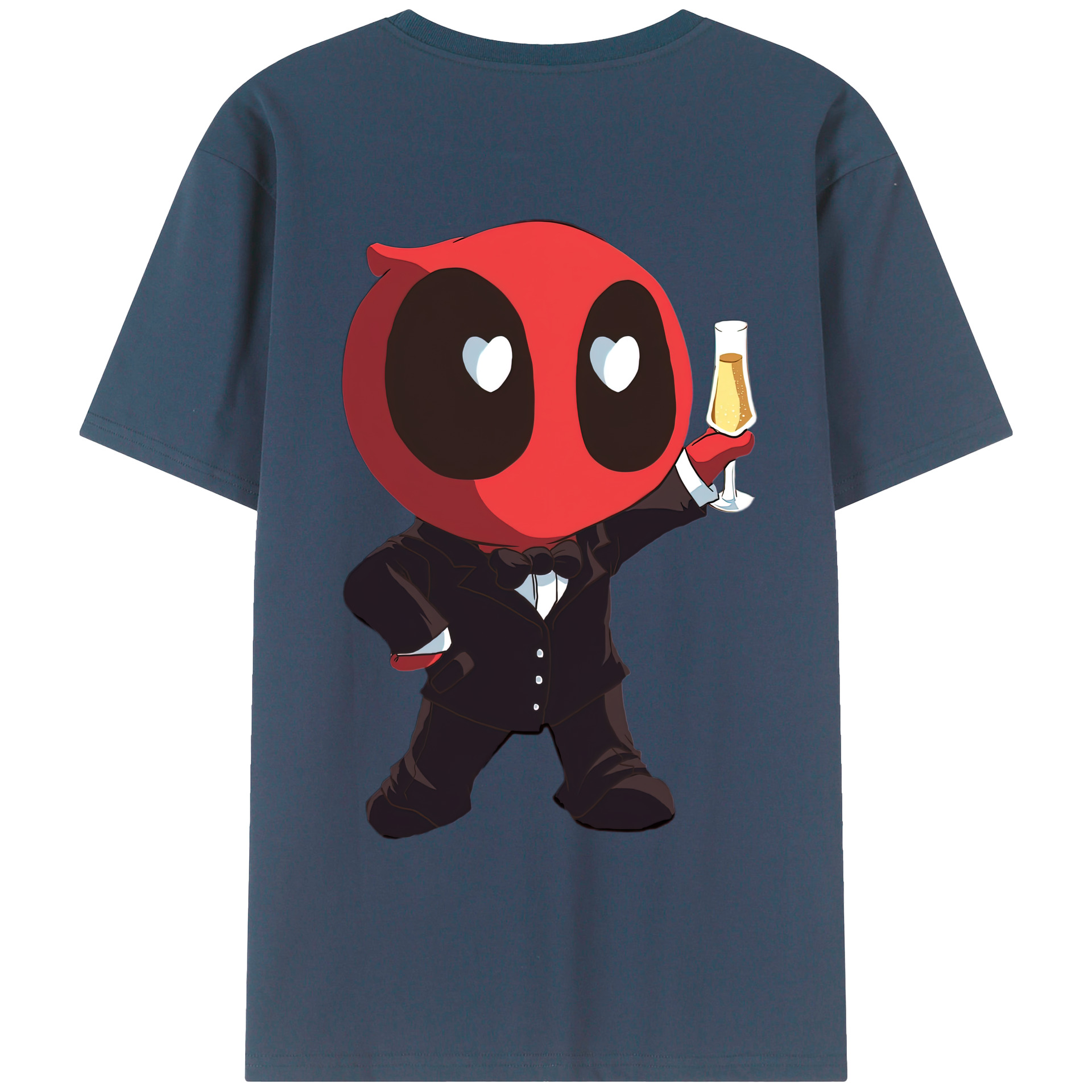 （画像用） Deadpool デッドプール 綿100％ メンズ半袖Tシャツ（バックプリント） 通気性