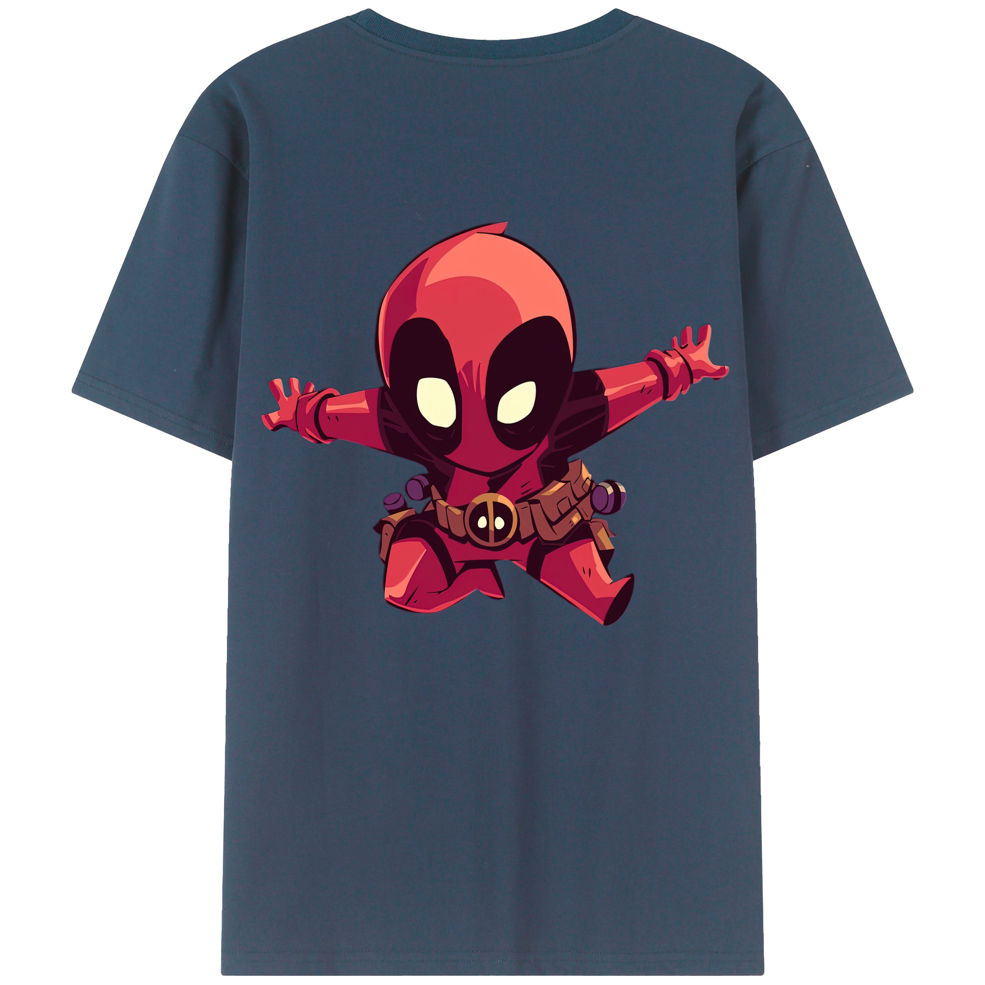 （画像用） Deadpool デッドプール 綿100％ メンズ半袖Tシャツ（バックプリント） 通気性