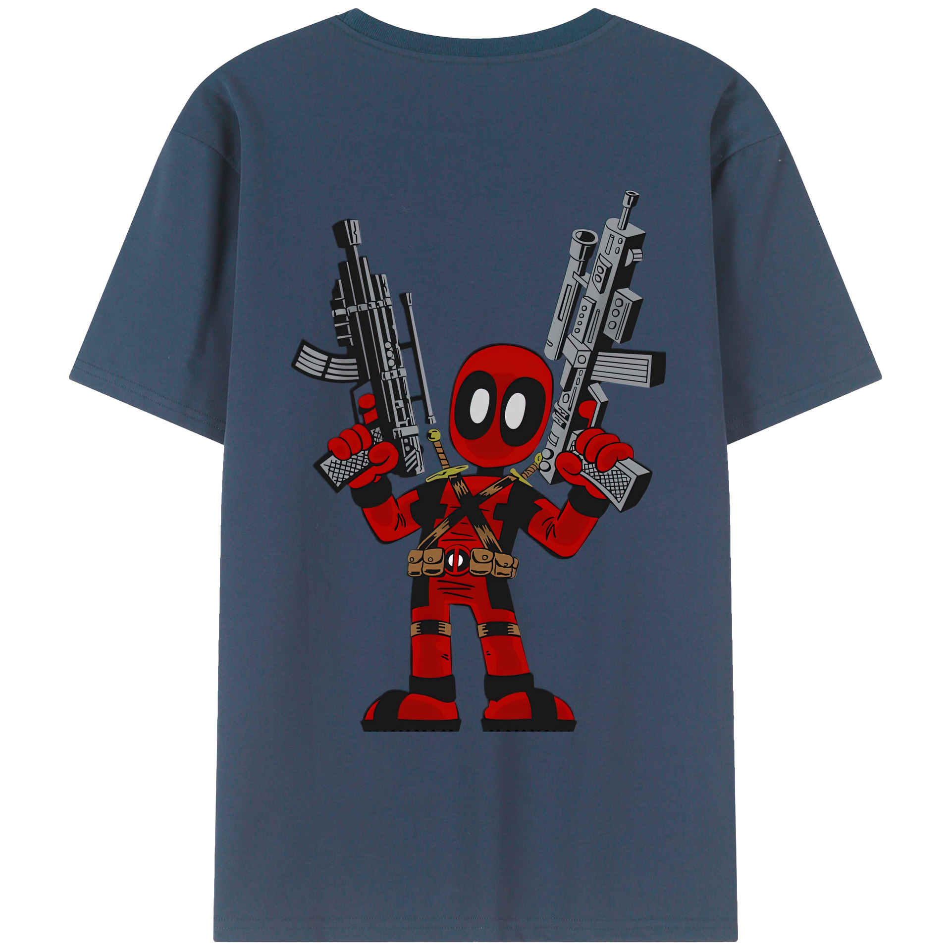（画像用） Deadpool デッドプール 綿100％ メンズ半袖Tシャツ（バックプリント） 通気性