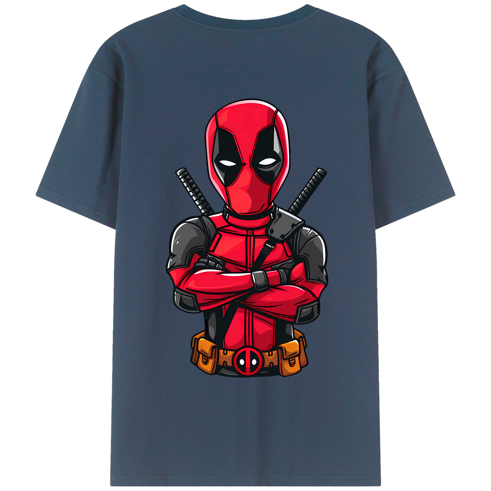 （画像用） Deadpool デッドプール 綿100％ メンズ半袖Tシャツ（バックプリント） 通気性