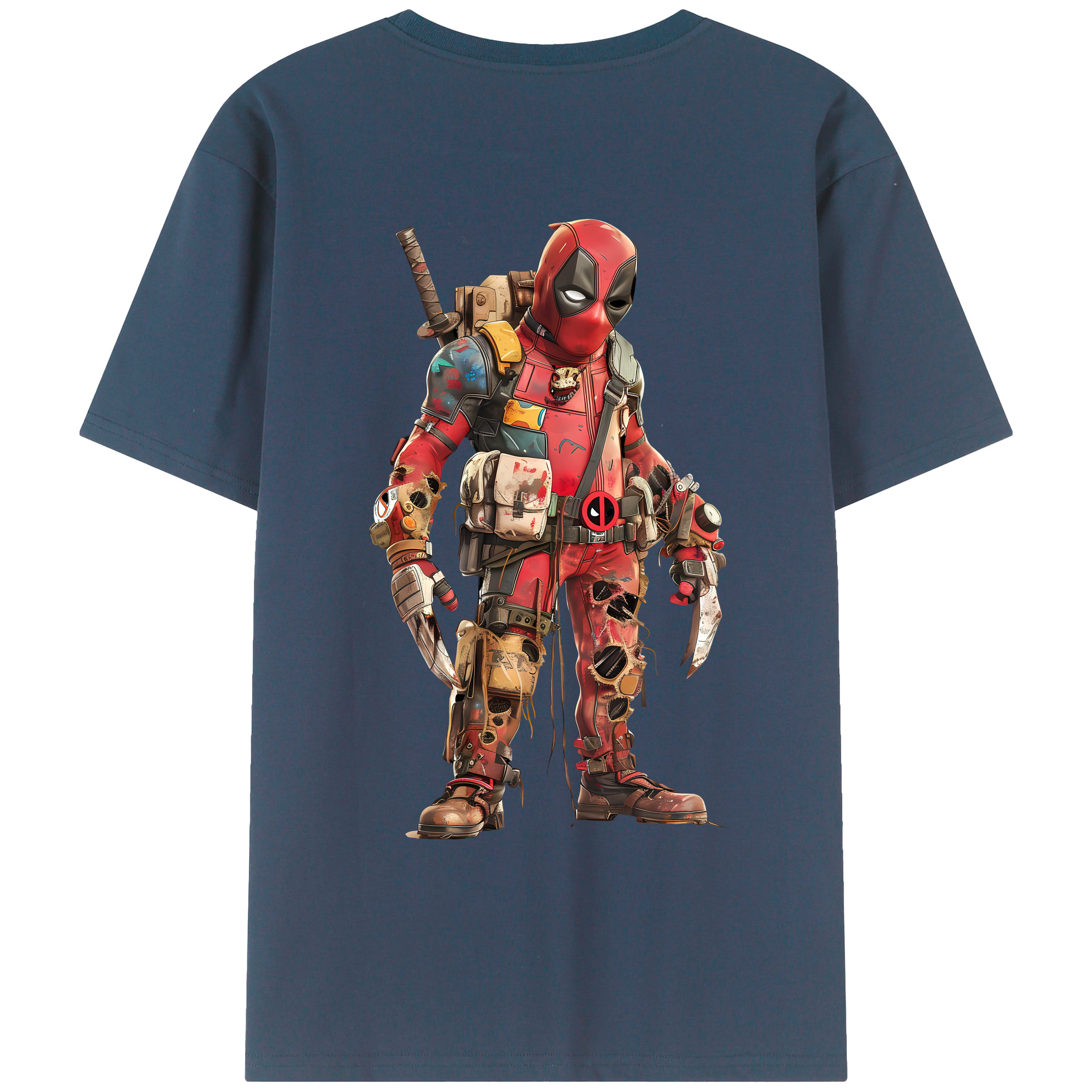 （画像用） Deadpool デッドプール 綿100％ メンズ半袖Tシャツ（バックプリント） 通気性
