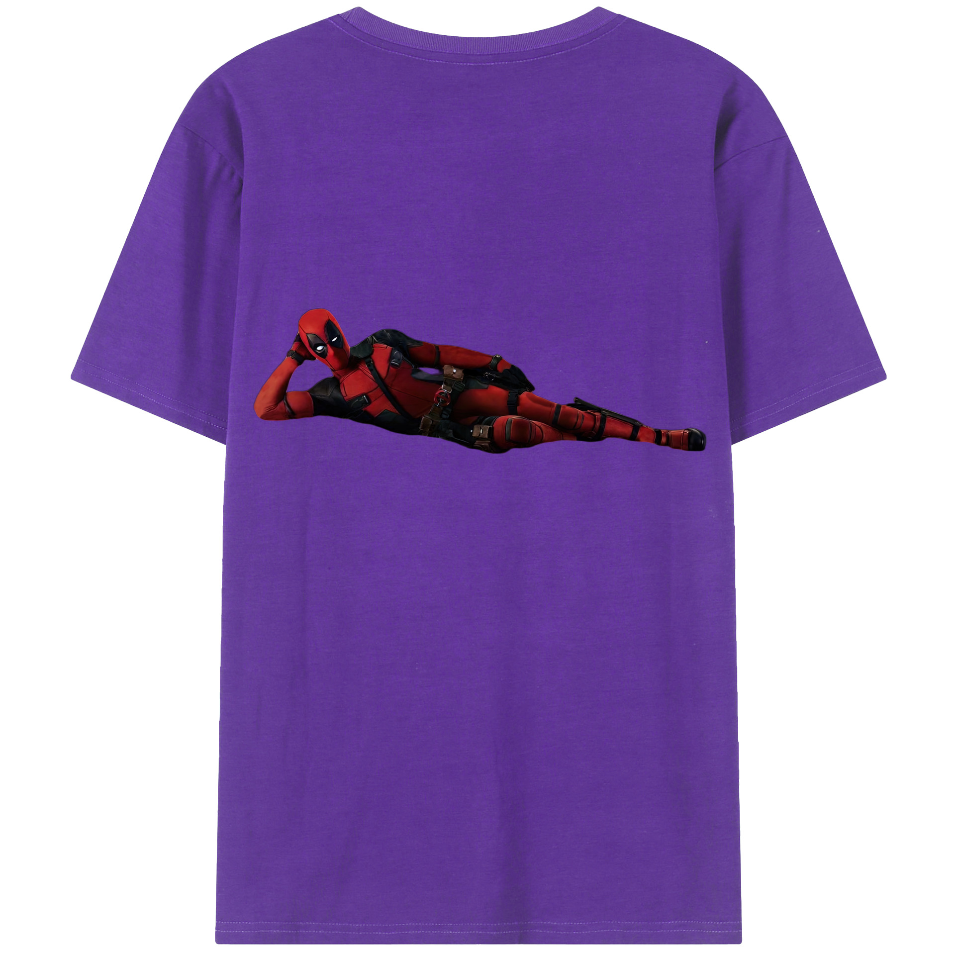 （画像用） Deadpool デッドプール 綿100％ メンズ半袖Tシャツ（バックプリント） 通気性
