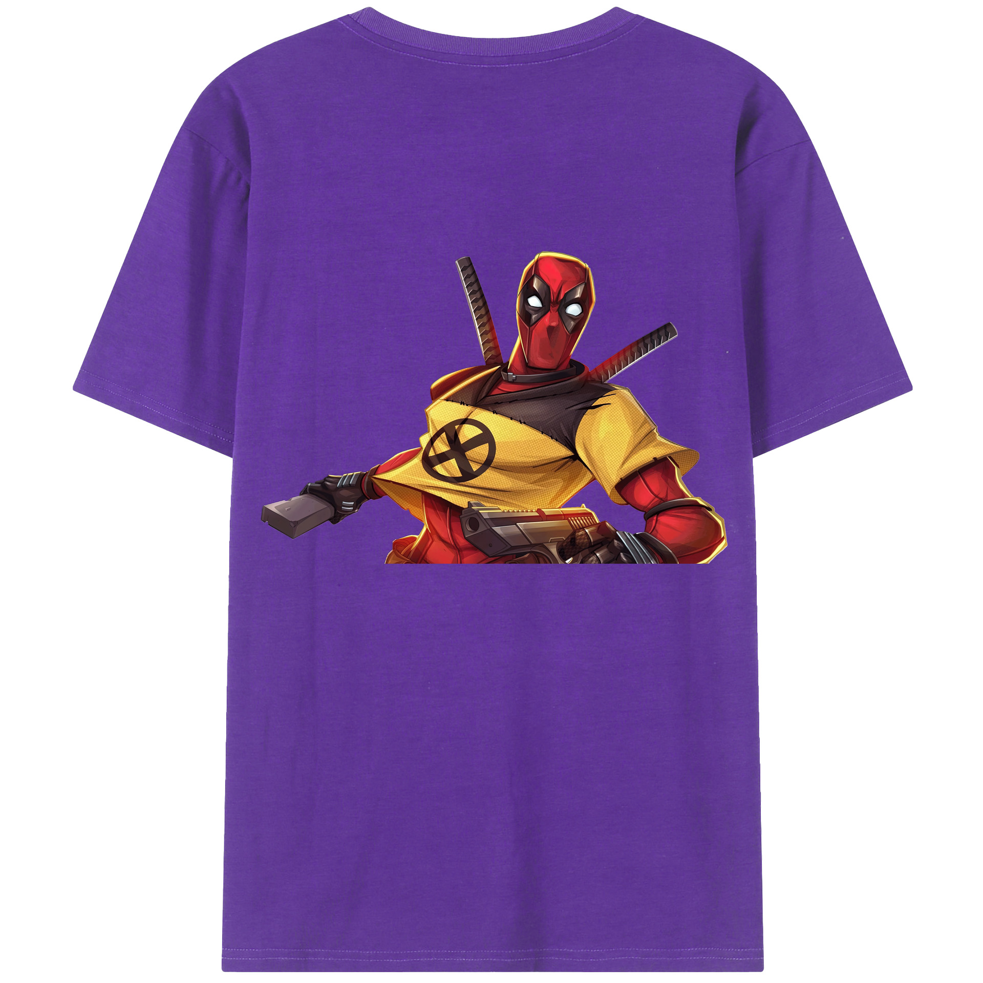 （画像用） Deadpool デッドプール 綿100％ メンズ半袖Tシャツ（バックプリント） 通気性