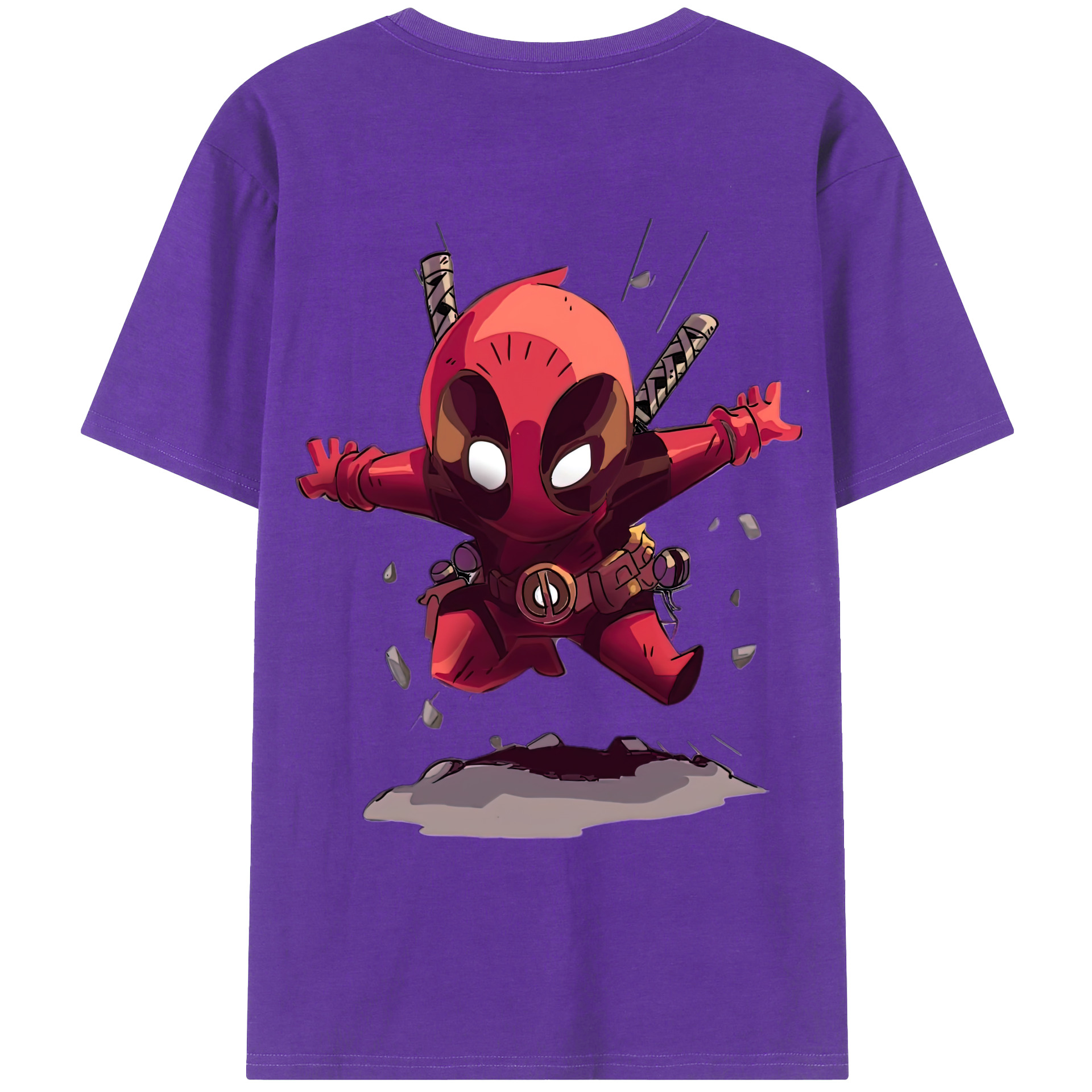 （画像用） Deadpool デッドプール 綿100％ メンズ半袖Tシャツ（バックプリント） 通気性
