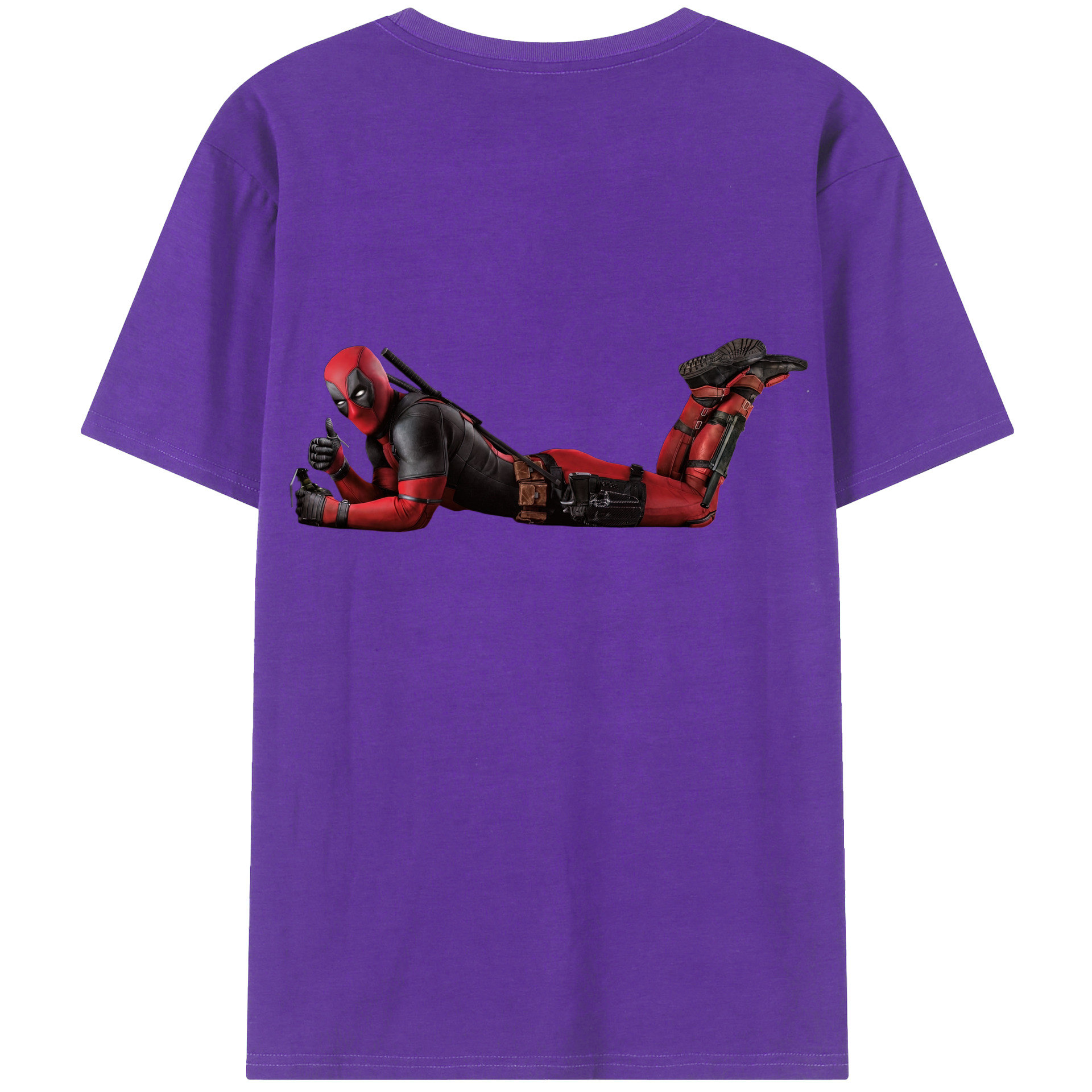 （画像用） Deadpool デッドプール 綿100％ メンズ半袖Tシャツ（バックプリント） 通気性