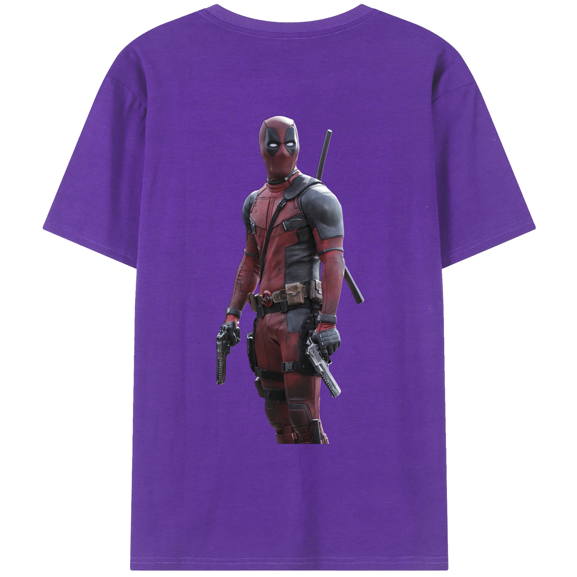 （画像用） Deadpool デッドプール 綿100％ メンズ半袖Tシャツ（バックプリント） 通気性