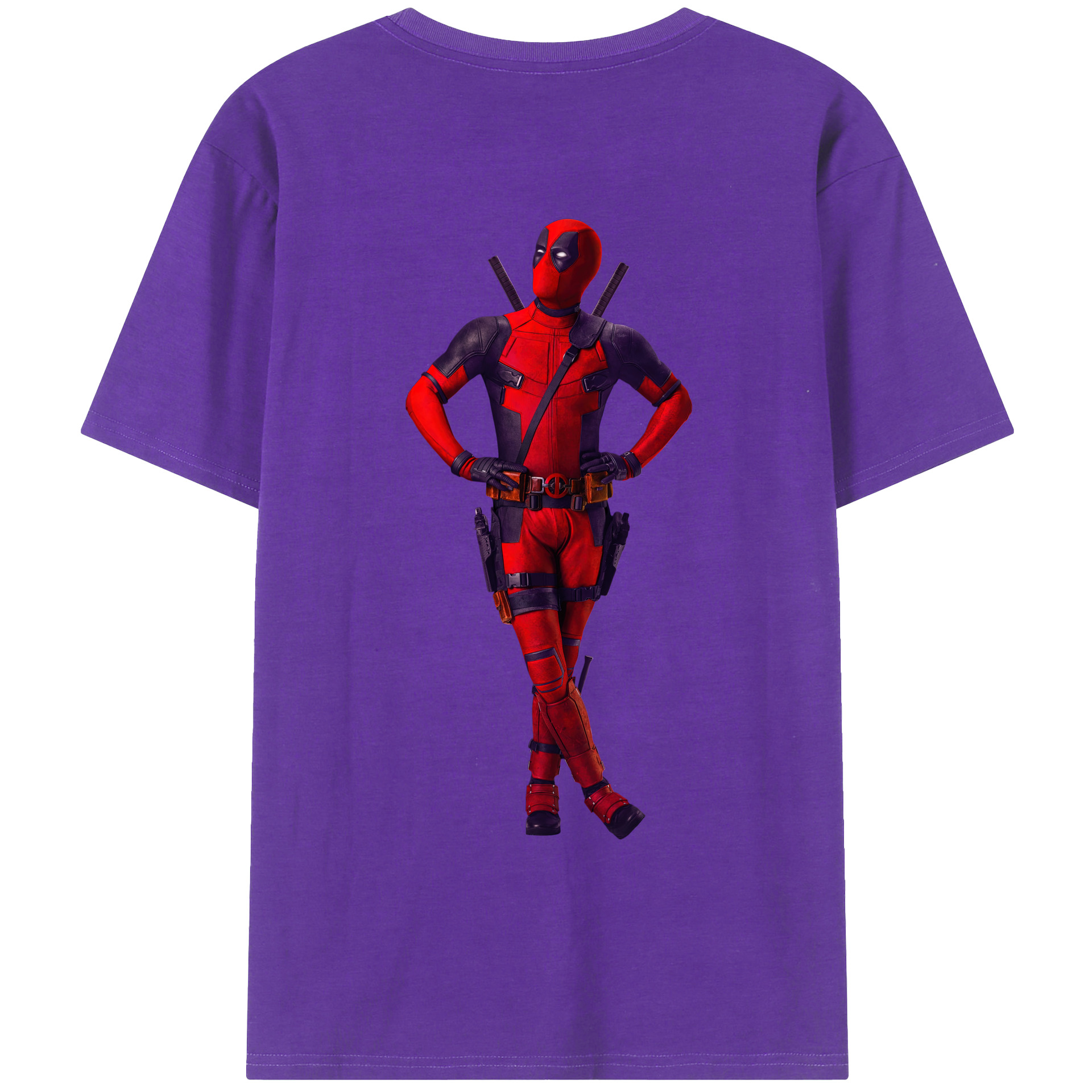 （画像用） Deadpool デッドプール 綿100％ メンズ半袖Tシャツ（バックプリント） 通気性