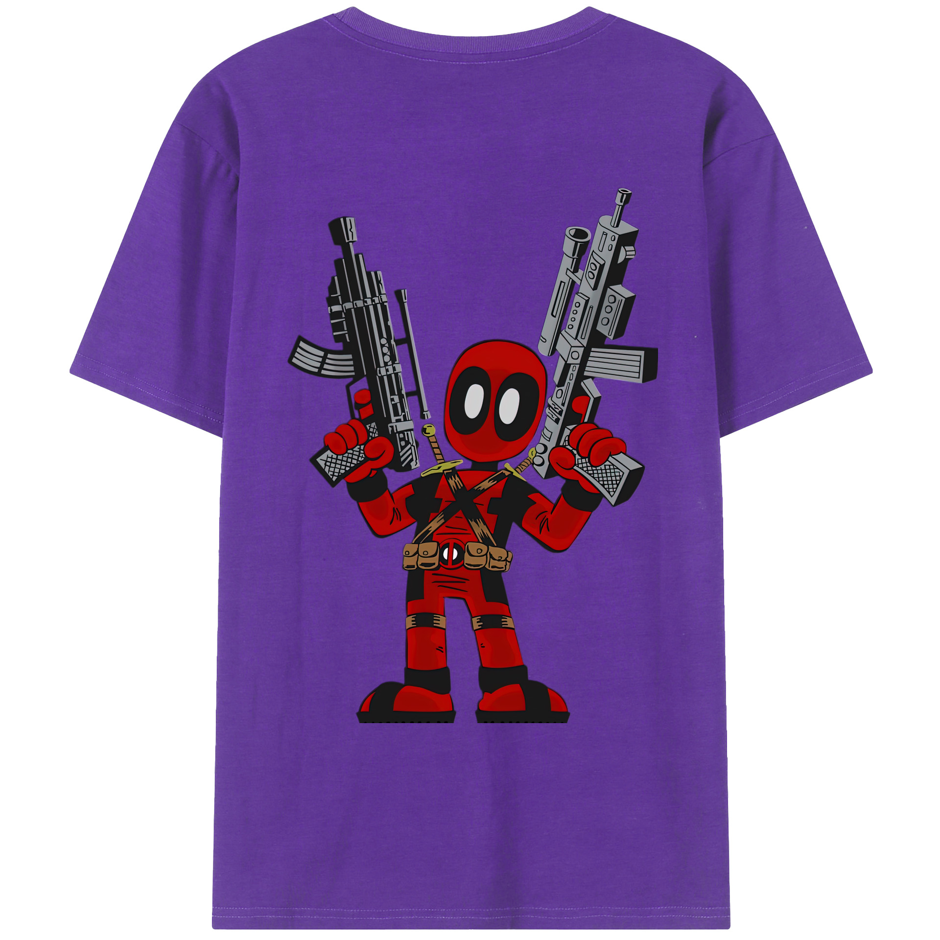 （画像用） Deadpool デッドプール 綿100％ メンズ半袖Tシャツ（バックプリント） 通気性