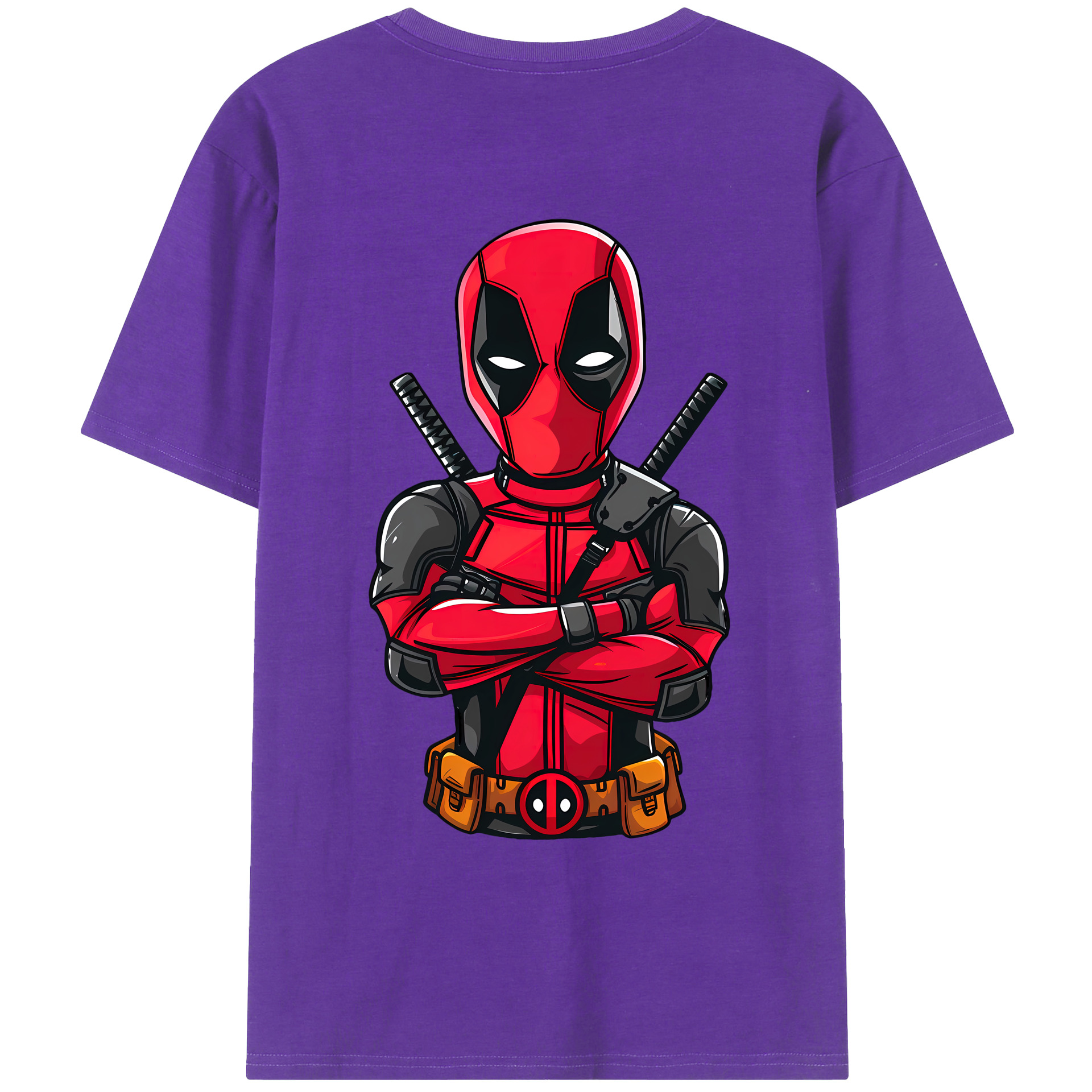 （画像用） Deadpool デッドプール 綿100％ メンズ半袖Tシャツ（バックプリント） 通気性