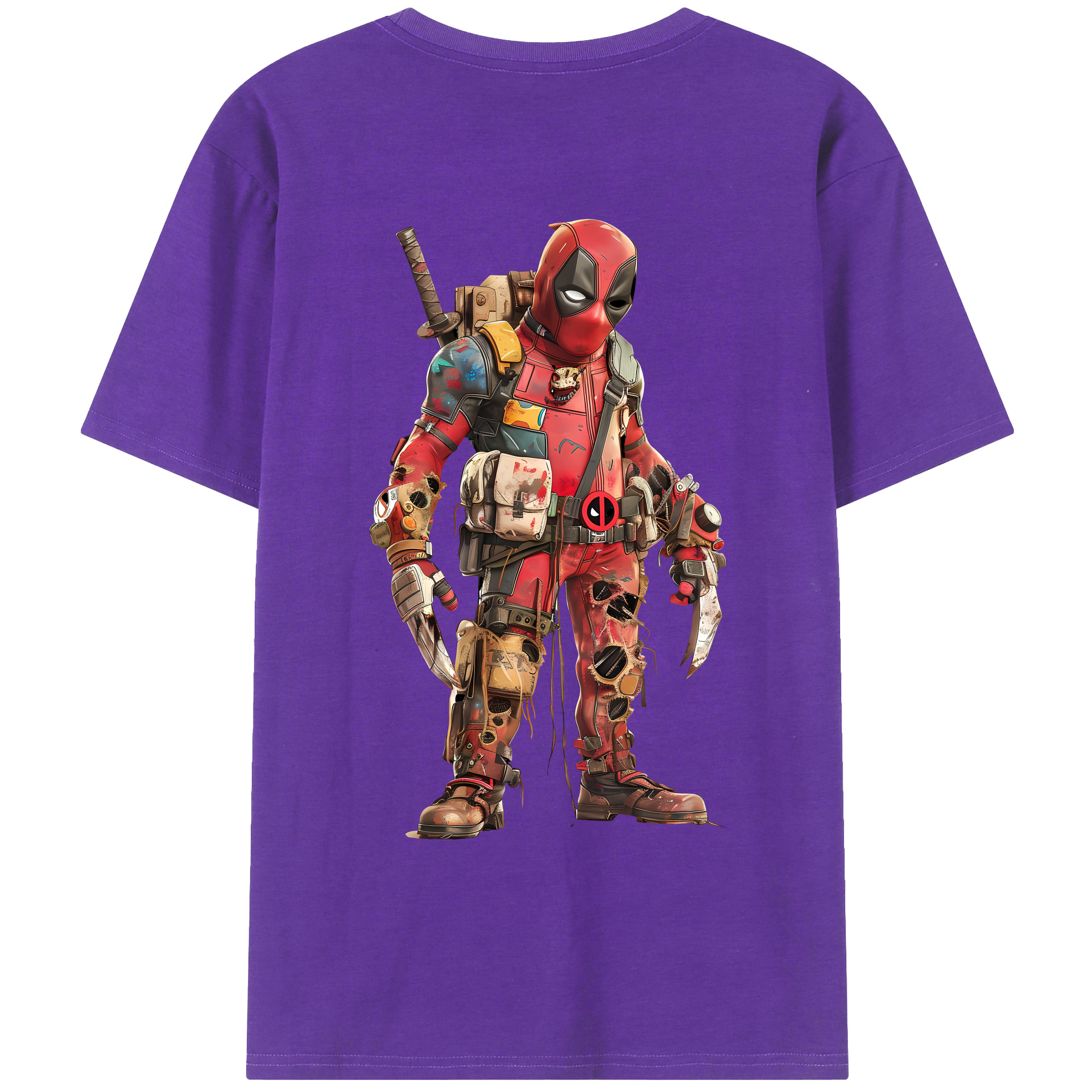 （画像用） Deadpool デッドプール 綿100％ メンズ半袖Tシャツ（バックプリント） 通気性