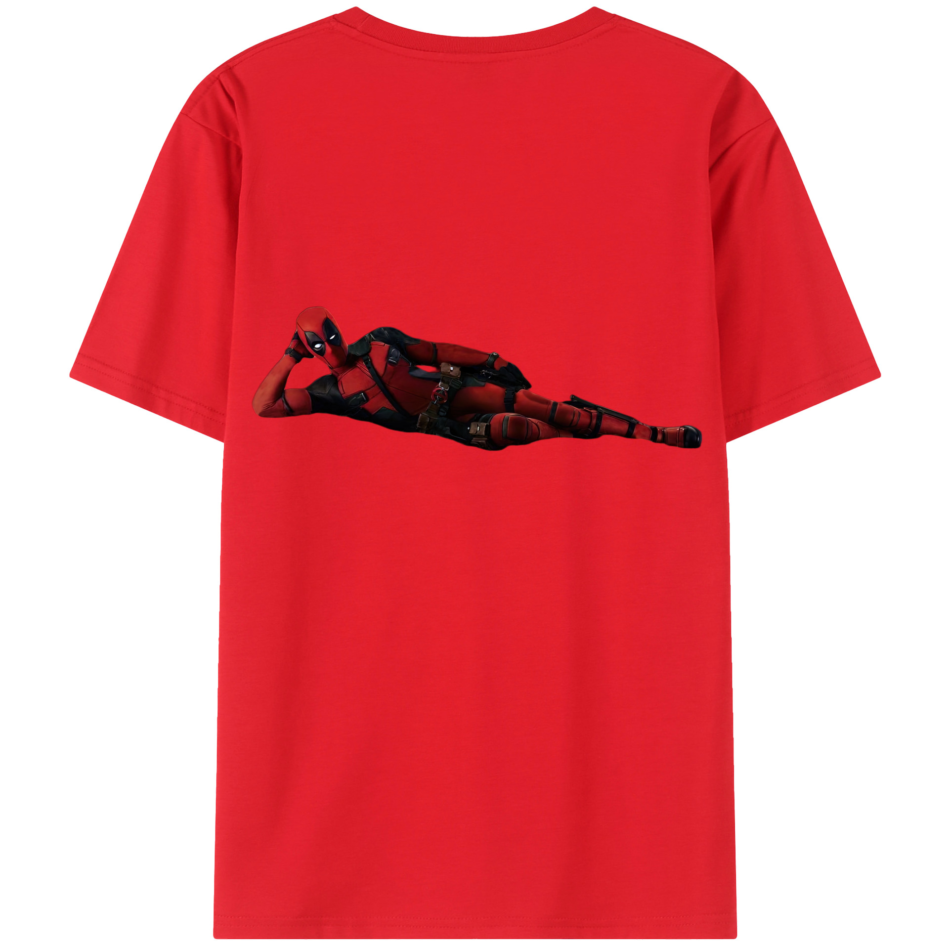 （画像用） Deadpool デッドプール 綿100％ メンズ半袖Tシャツ（バックプリント） 通気性