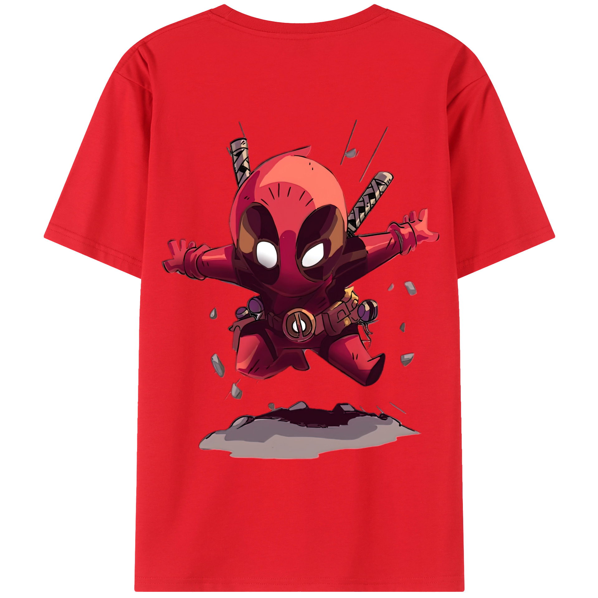 （画像用） Deadpool デッドプール 綿100％ メンズ半袖Tシャツ（バックプリント） 通気性