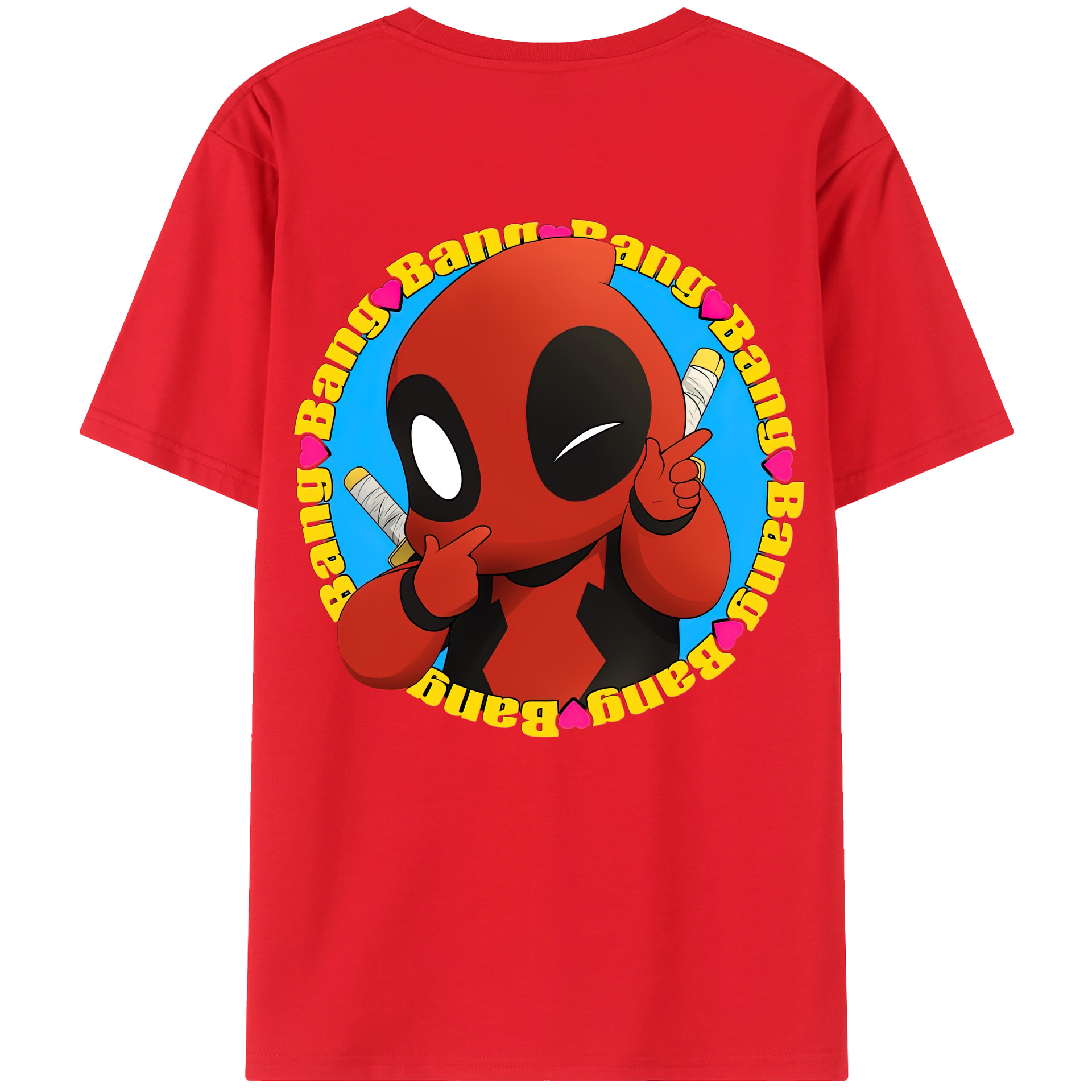 （画像用） Deadpool デッドプール 綿100％ メンズ半袖Tシャツ（バックプリント） 通気性