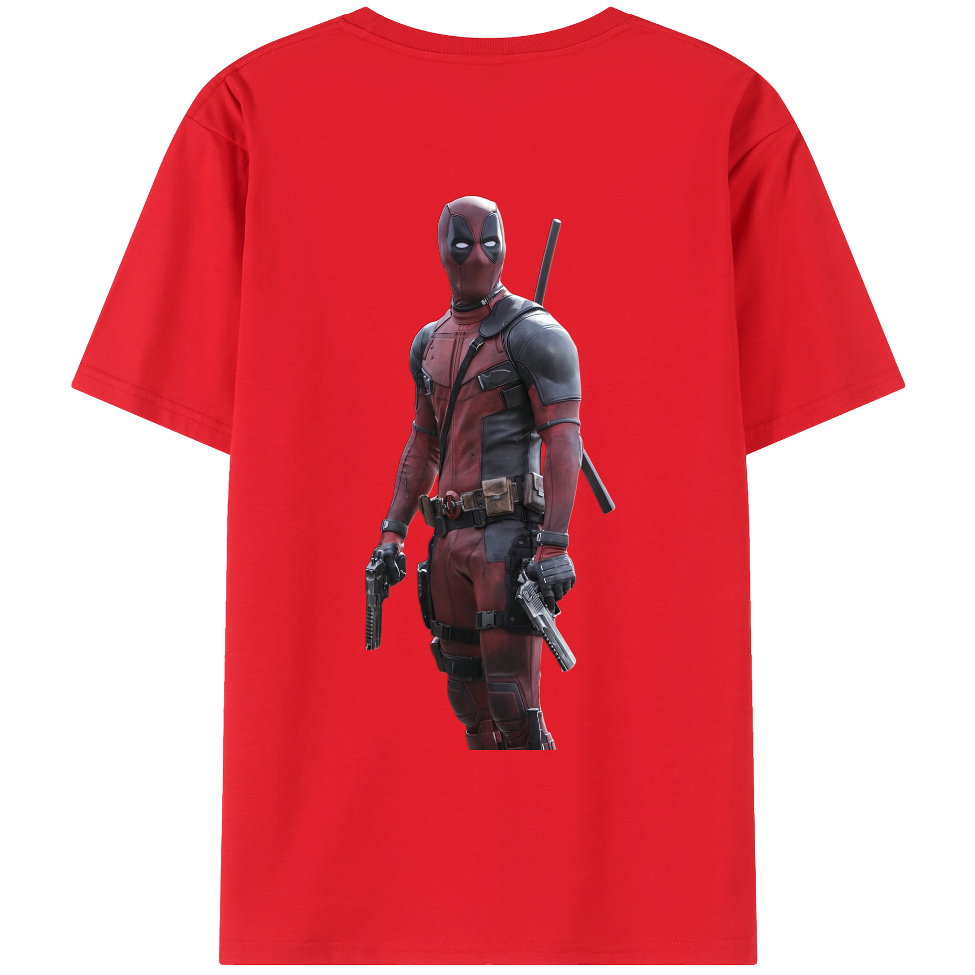 （画像用） Deadpool デッドプール 綿100％ メンズ半袖Tシャツ（バックプリント） 通気性