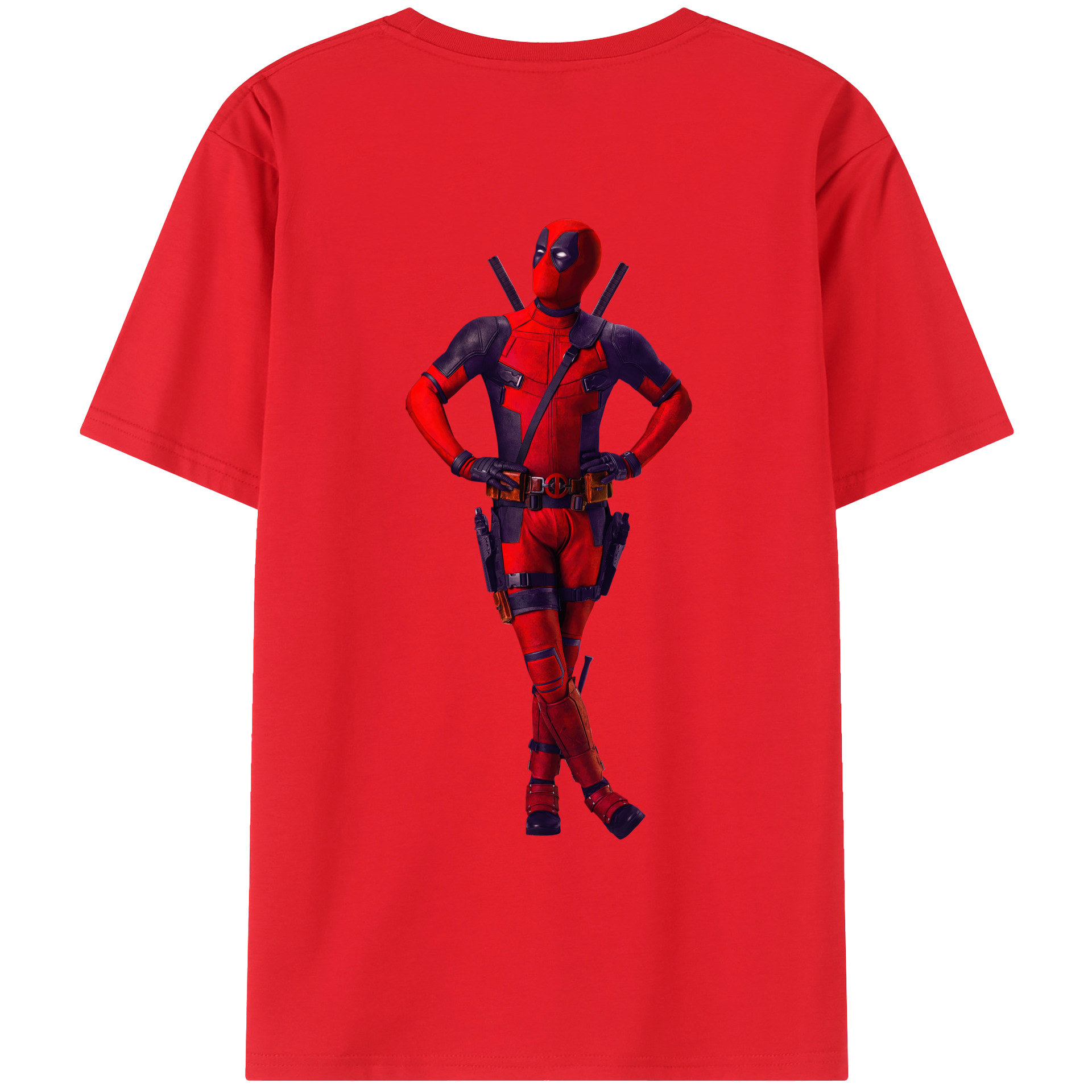 （画像用） Deadpool デッドプール 綿100％ メンズ半袖Tシャツ（バックプリント） 通気性
