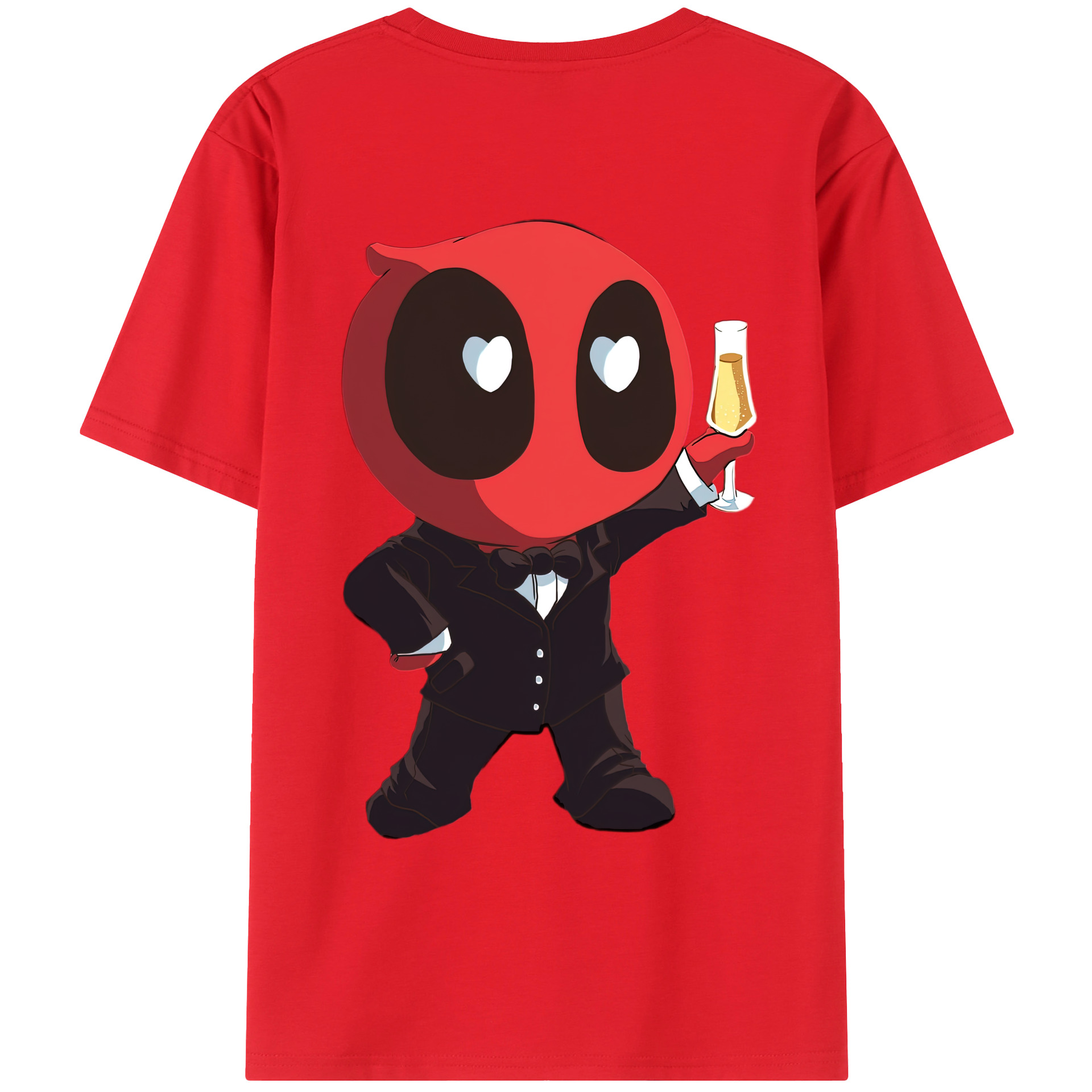 （画像用） Deadpool デッドプール 綿100％ メンズ半袖Tシャツ（バックプリント） 通気性