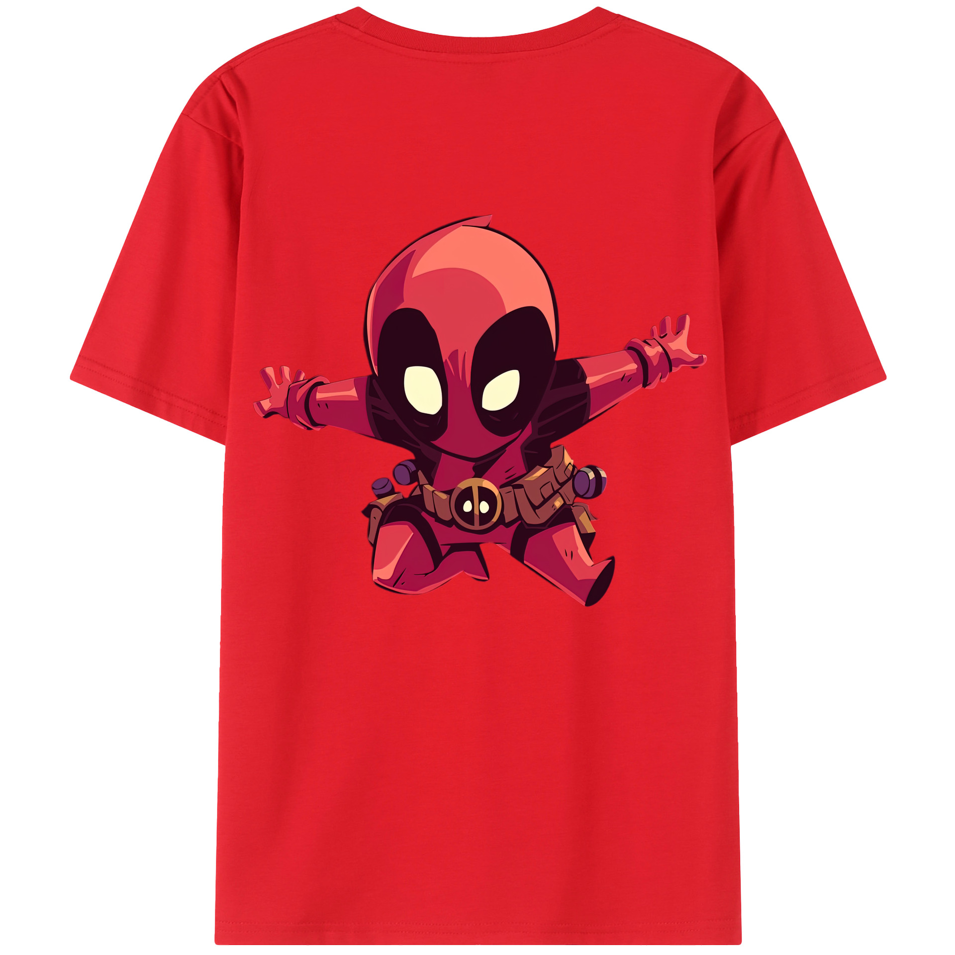 （画像用） Deadpool デッドプール 綿100％ メンズ半袖Tシャツ（バックプリント） 通気性