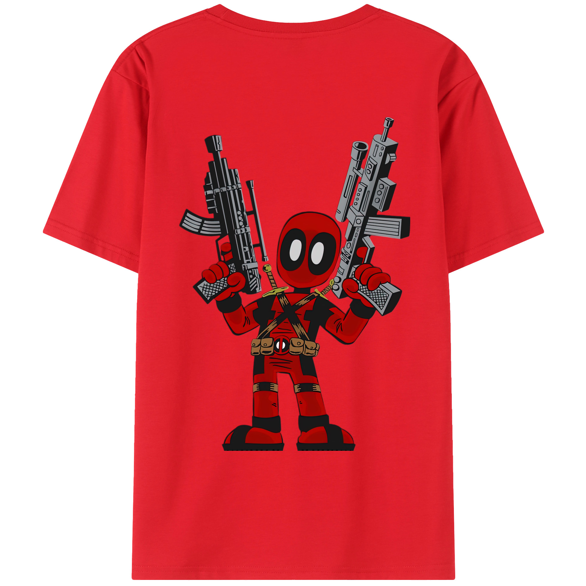 （画像用） Deadpool デッドプール 綿100％ メンズ半袖Tシャツ（バックプリント） 通気性