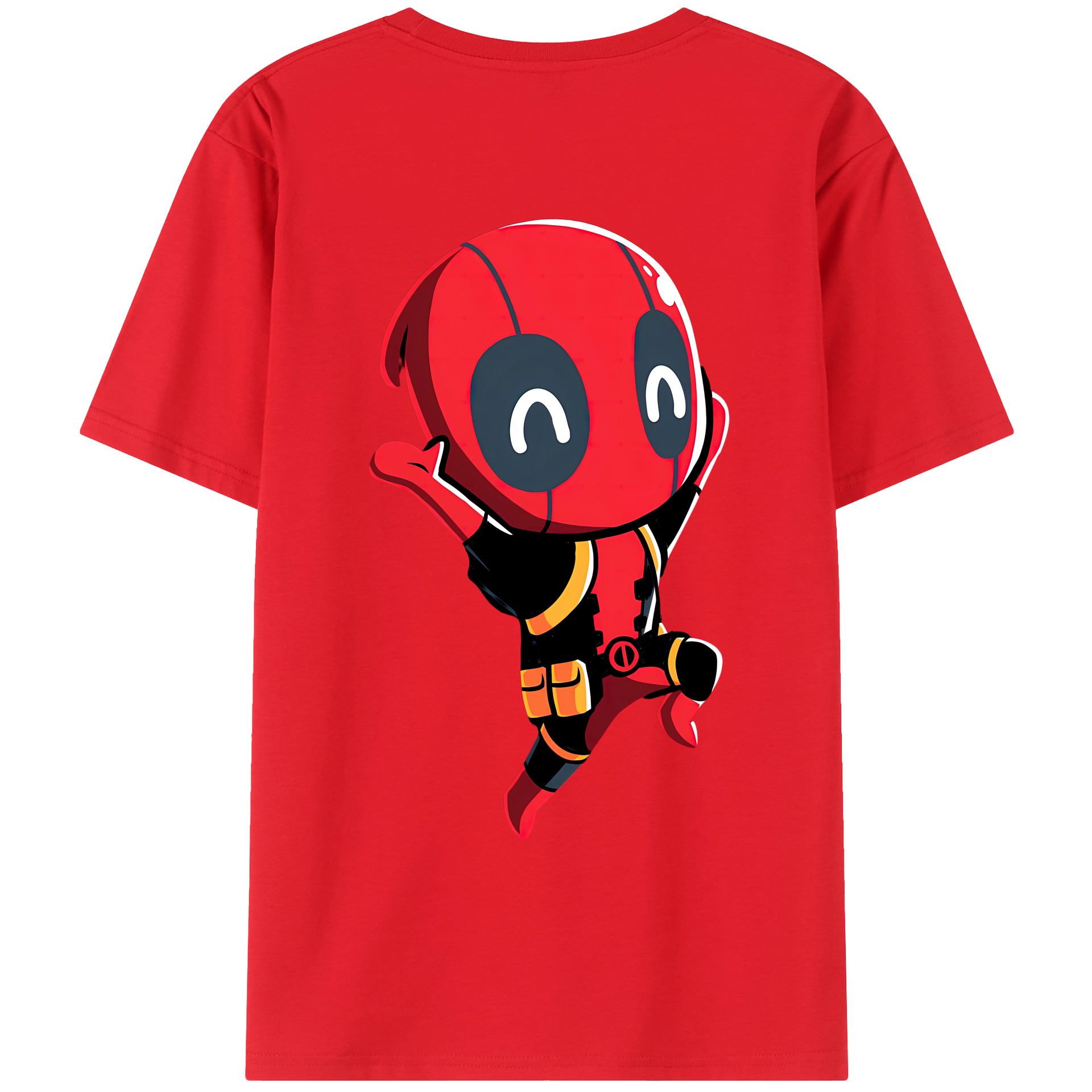 （画像用） Deadpool デッドプール 綿100％ メンズ半袖Tシャツ（バックプリント） 通気性