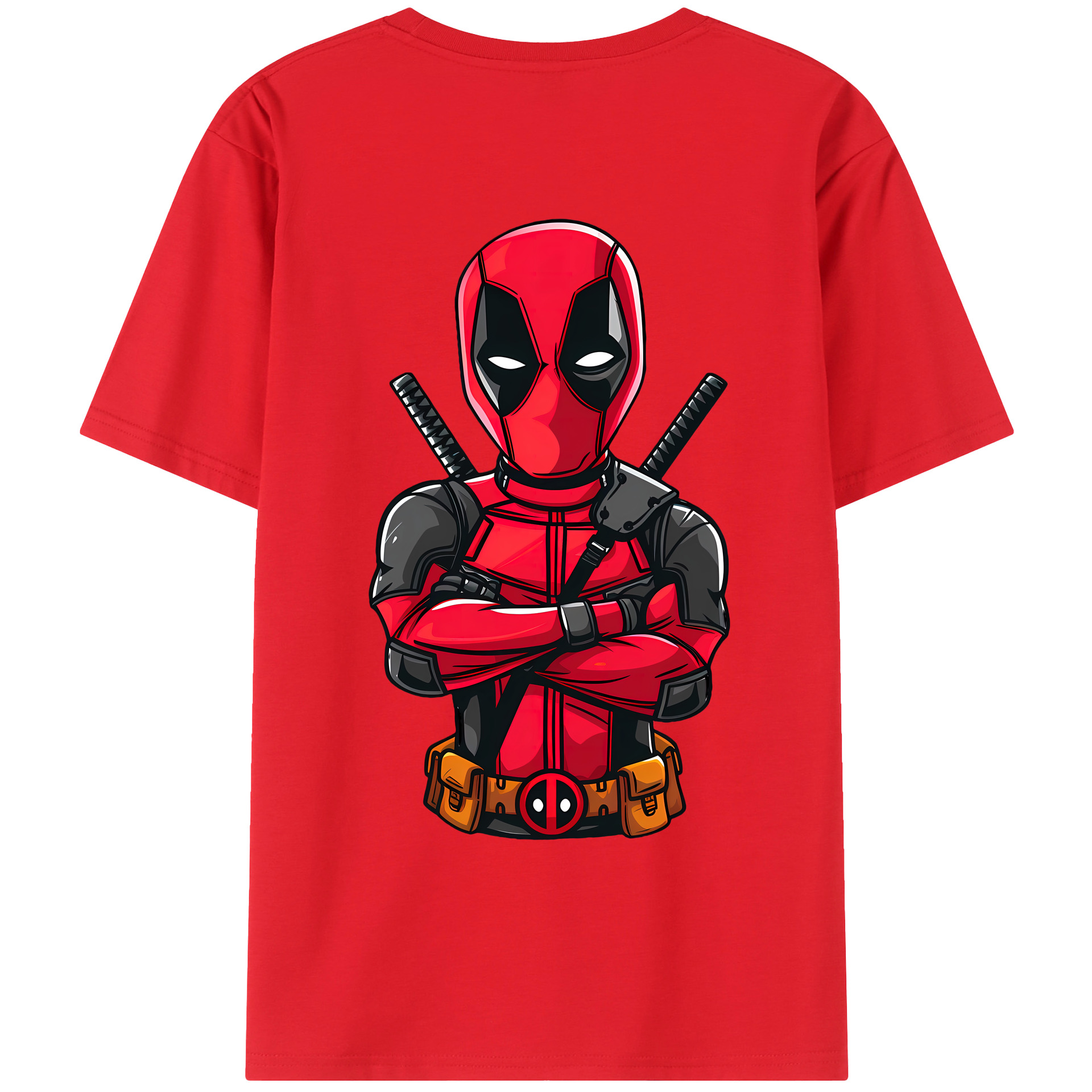 （画像用） Deadpool デッドプール 綿100％ メンズ半袖Tシャツ（バックプリント） 通気性