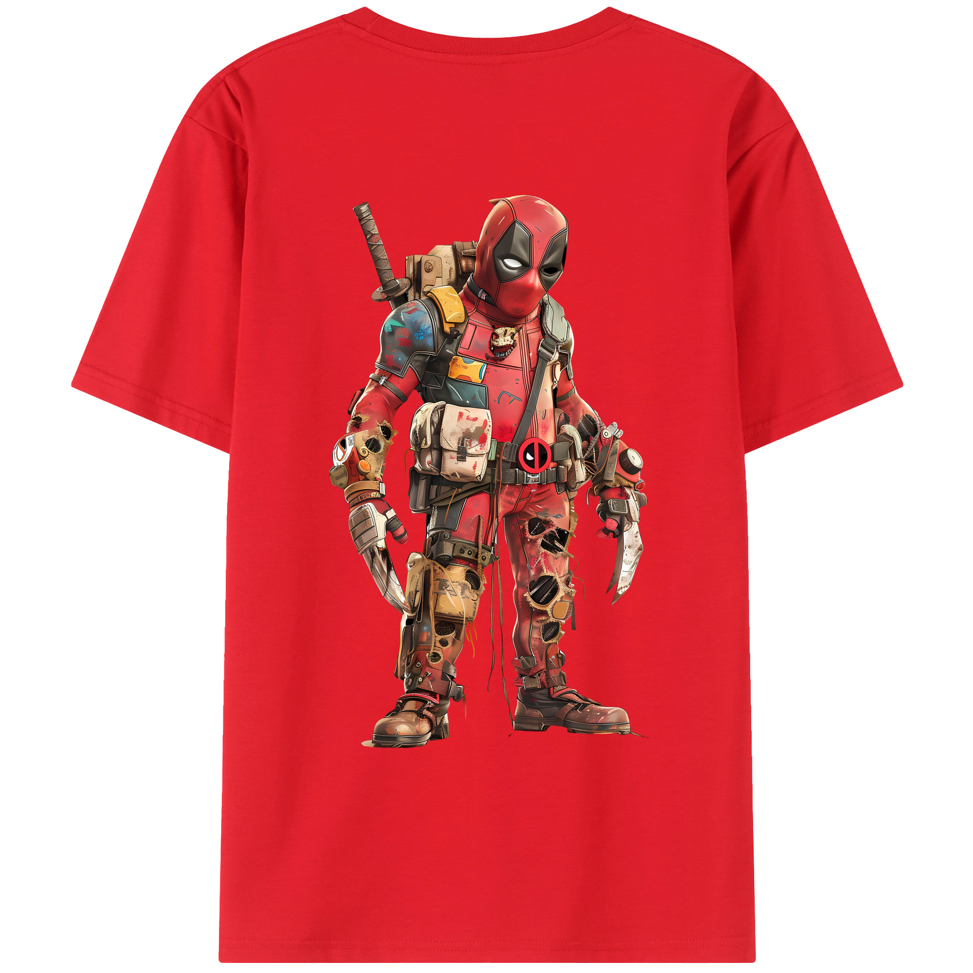 （画像用） Deadpool デッドプール 綿100％ メンズ半袖Tシャツ（バックプリント） 通気性