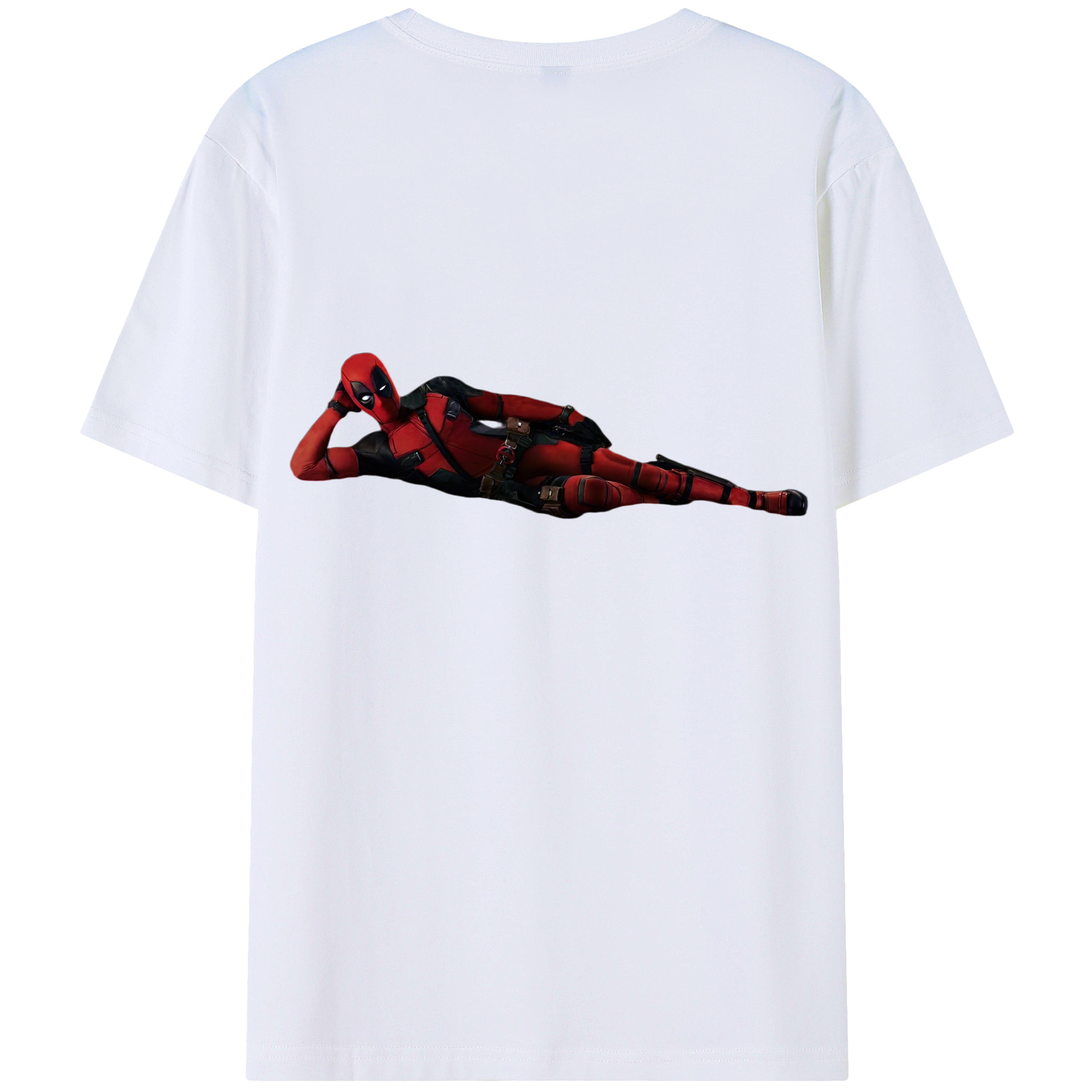 （画像用） Deadpool デッドプール 綿100％ メンズ半袖Tシャツ（バックプリント） 通気性