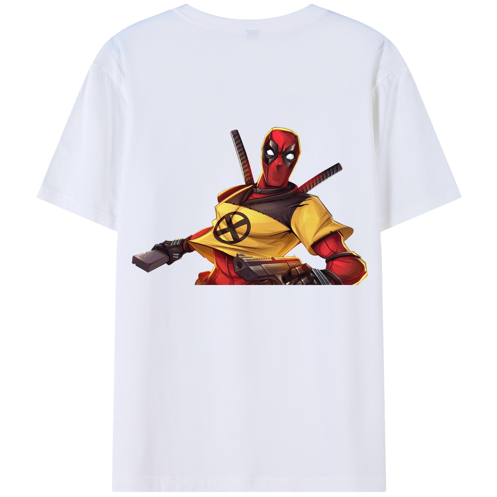 （画像用） Deadpool デッドプール 綿100％ メンズ半袖Tシャツ（バックプリント） 通気性