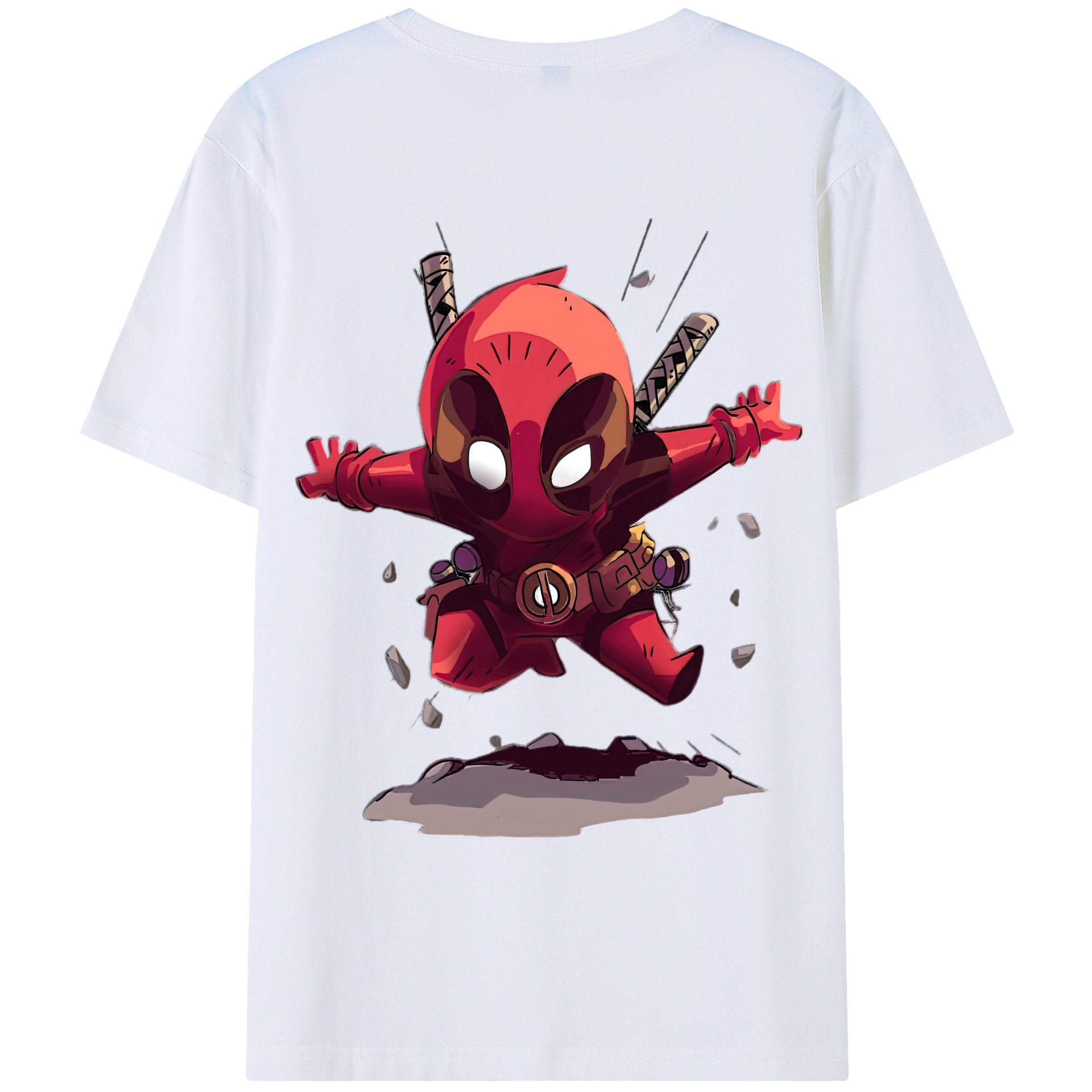 （画像用） Deadpool デッドプール 綿100％ メンズ半袖Tシャツ（バックプリント） 通気性
