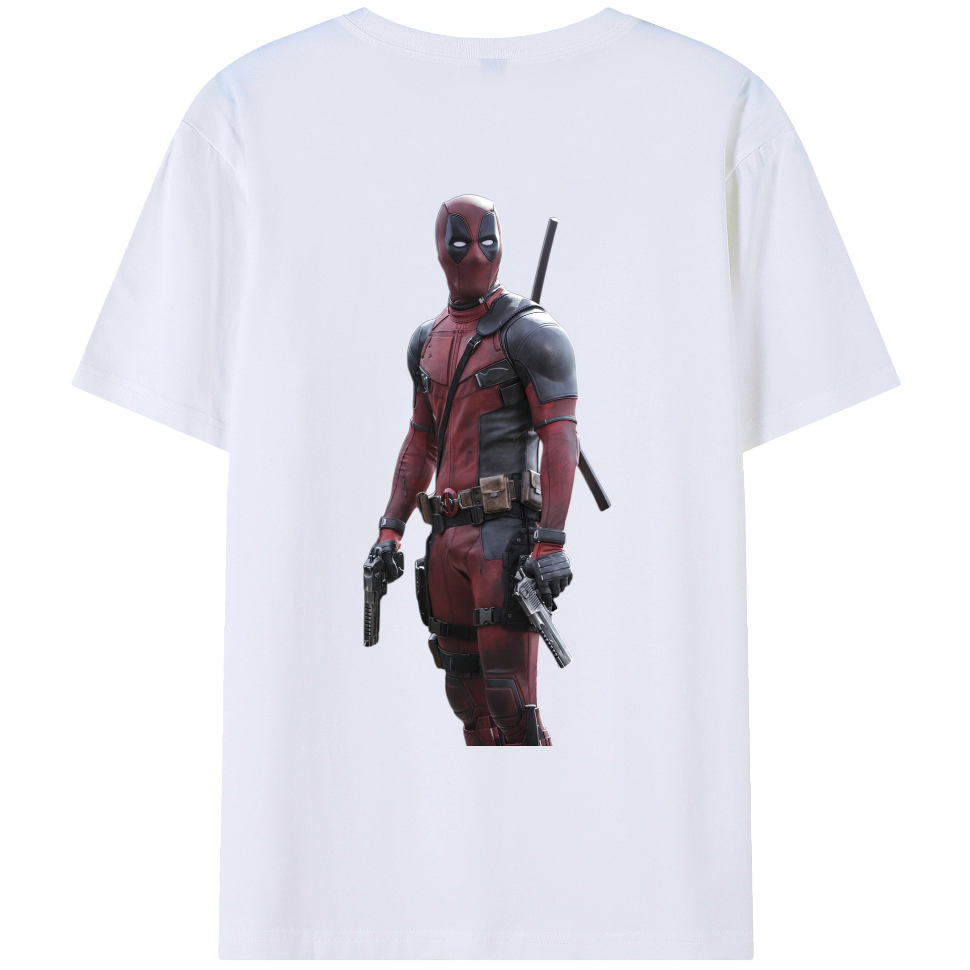 （画像用） Deadpool デッドプール 綿100％ メンズ半袖Tシャツ（バックプリント） 通気性