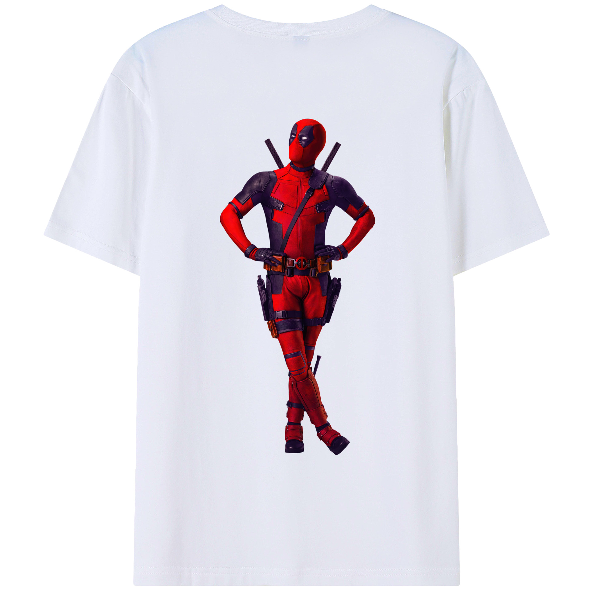 （画像用） Deadpool デッドプール 綿100％ メンズ半袖Tシャツ（バックプリント） 通気性