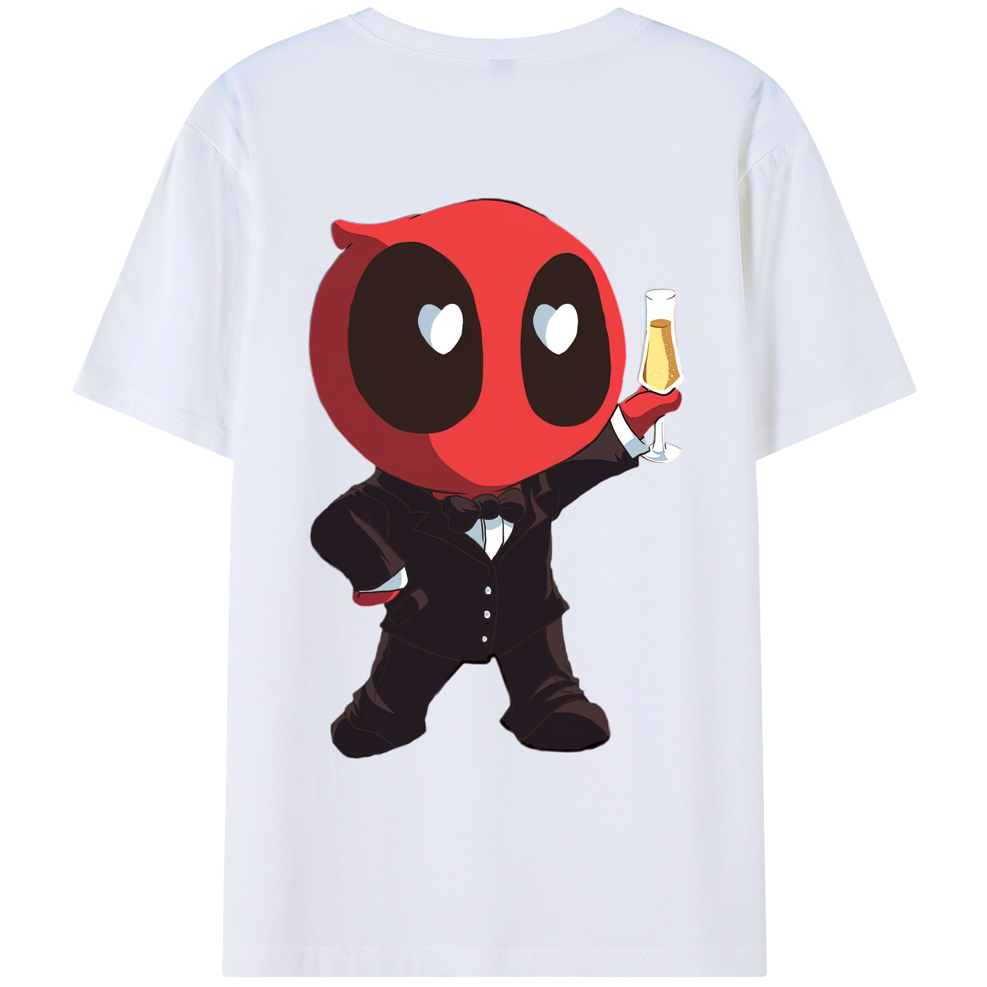 （画像用） Deadpool デッドプール 綿100％ メンズ半袖Tシャツ（バックプリント） 通気性