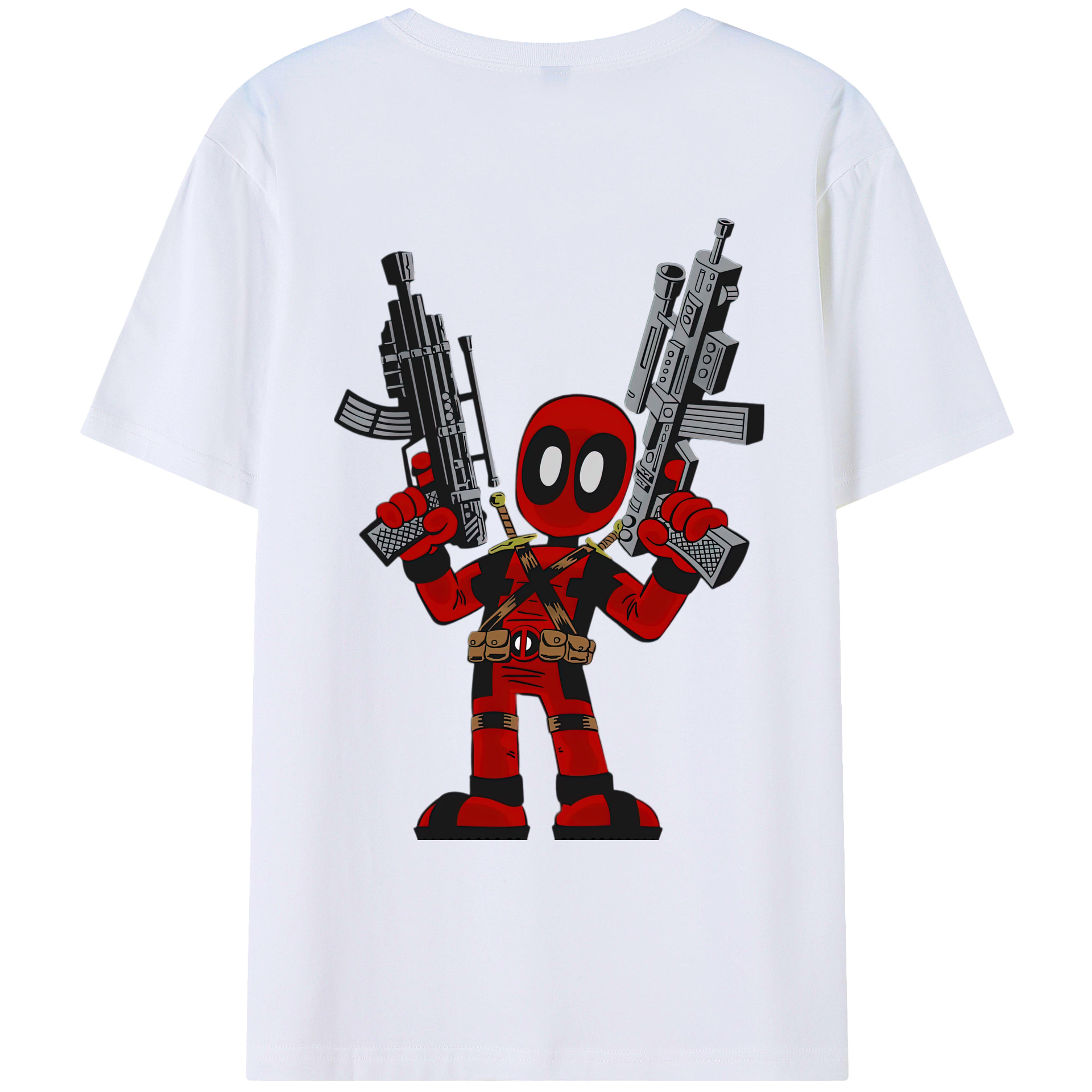 （画像用） Deadpool デッドプール 綿100％ メンズ半袖Tシャツ（バックプリント） 通気性