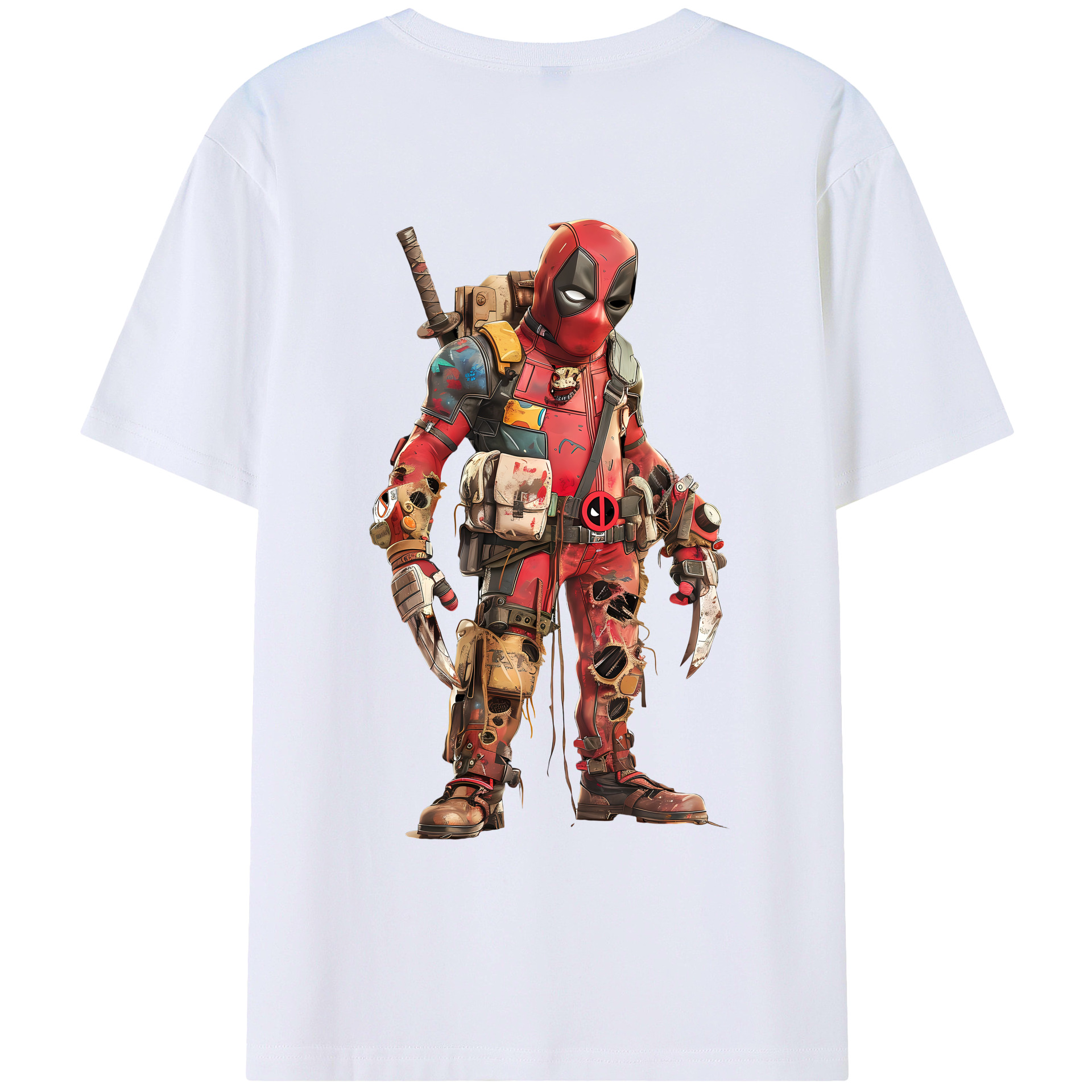 （画像用） Deadpool デッドプール 綿100％ メンズ半袖Tシャツ（バックプリント） 通気性