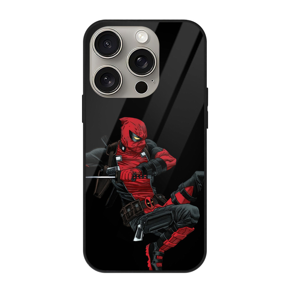 （画像用） Deadpool デッドプール 【iPhone15Pro対応】スマホケース 耐衝撃＆黄変防止 背面ガラス