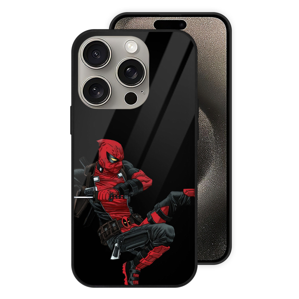 （画像用） Deadpool デッドプール 【iPhone15Pro対応】スマホケース 耐衝撃＆黄変防止 背面ガラス