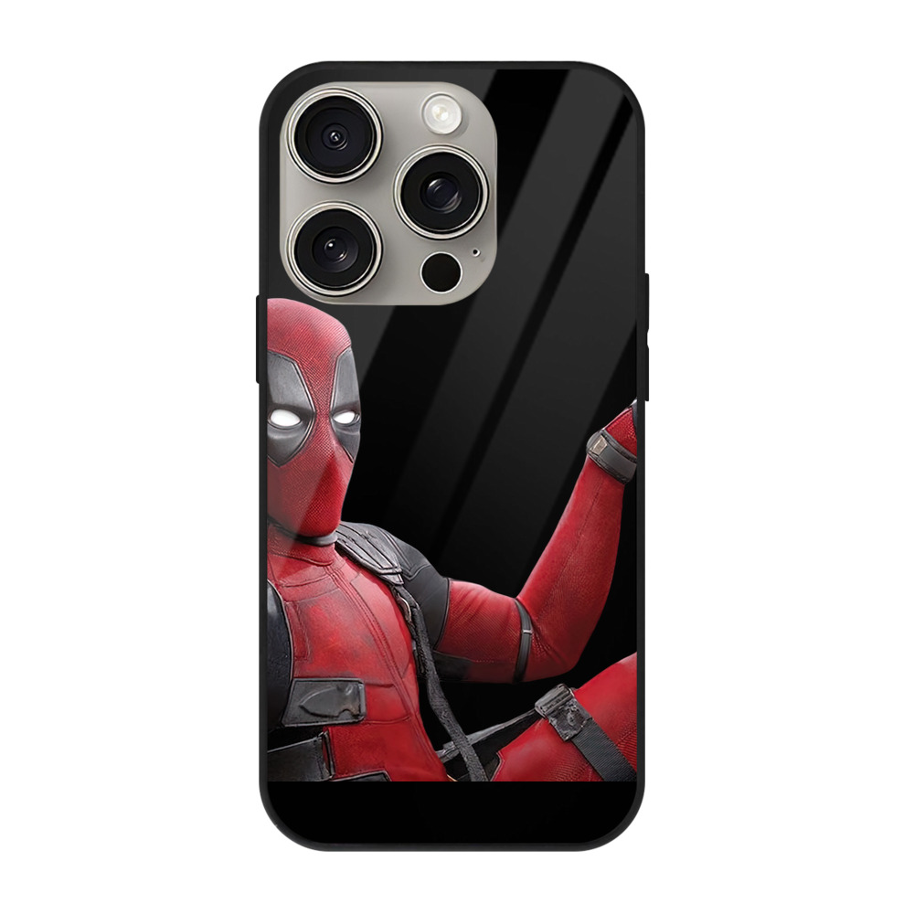 （画像用） Deadpool デッドプール 【iPhone15Pro対応】スマホケース 耐衝撃＆黄変防止 背面ガラス