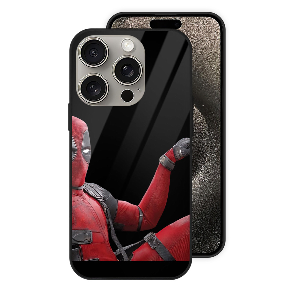 （画像用） Deadpool デッドプール 【iPhone15Pro対応】スマホケース 耐衝撃＆黄変防止 背面ガラス