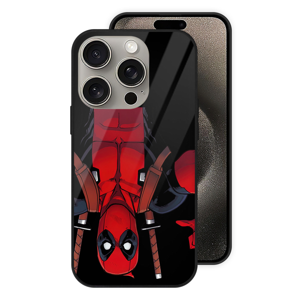（画像用） Deadpool デッドプール 【iPhone15Pro対応】スマホケース 耐衝撃＆黄変防止 背面ガラス