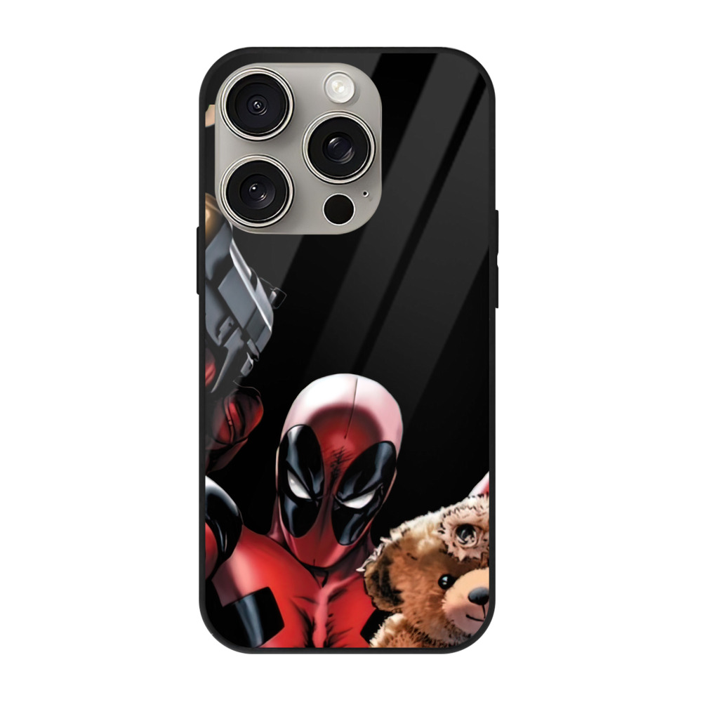 （画像用） Deadpool デッドプール 【iPhone15Pro対応】スマホケース 耐衝撃＆黄変防止 背面ガラス