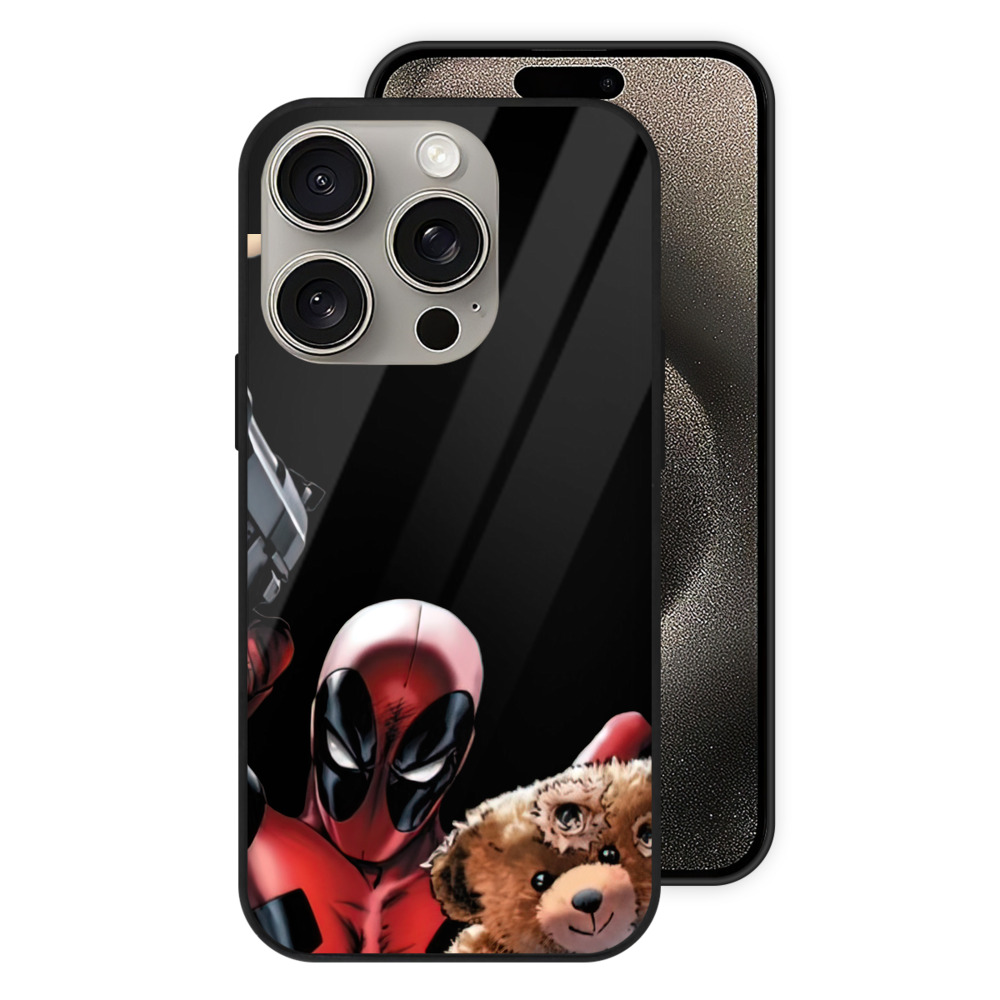 （画像用） Deadpool デッドプール 【iPhone15Pro対応】スマホケース 耐衝撃＆黄変防止 背面ガラス