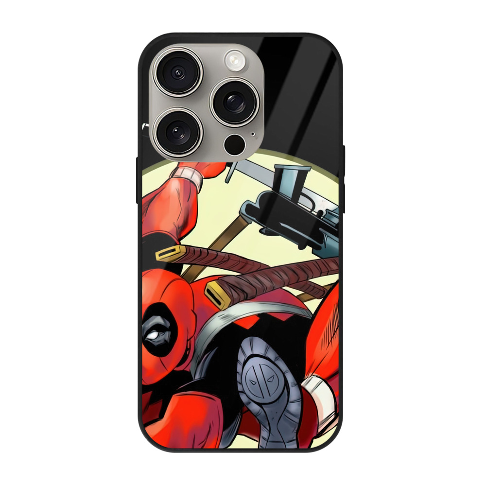 （画像用） Deadpool デッドプール 【iPhone15Pro対応】スマホケース 耐衝撃＆黄変防止 背面ガラス