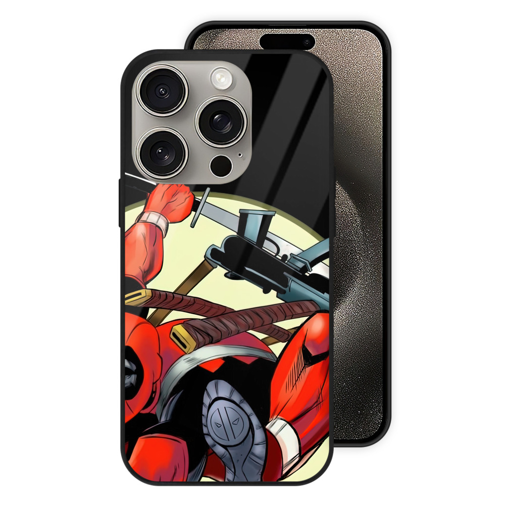 （画像用） Deadpool デッドプール 【iPhone15Pro対応】スマホケース 耐衝撃＆黄変防止 背面ガラス