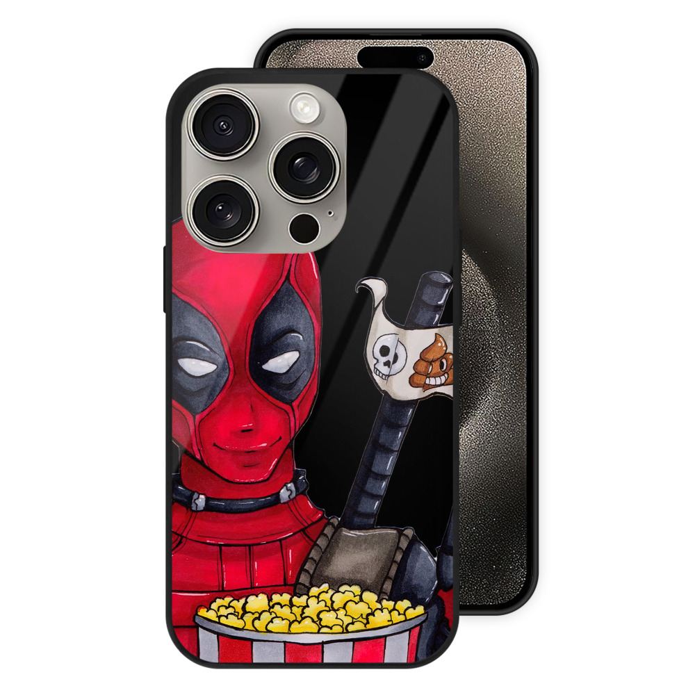 （画像用） Deadpool デッドプール 【iPhone15Pro対応】スマホケース 耐衝撃＆黄変防止 背面ガラス