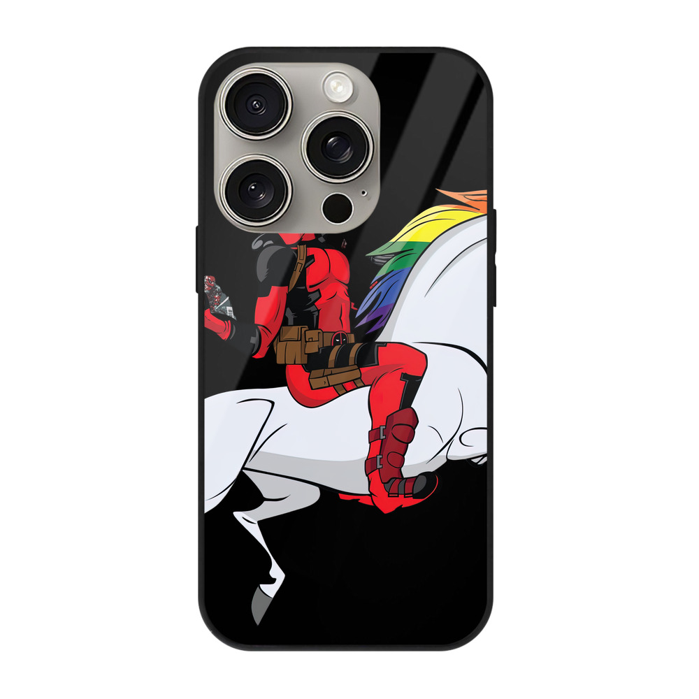 （画像用） Deadpool デッドプール 【iPhone15Pro対応】スマホケース 耐衝撃＆黄変防止 背面ガラス
