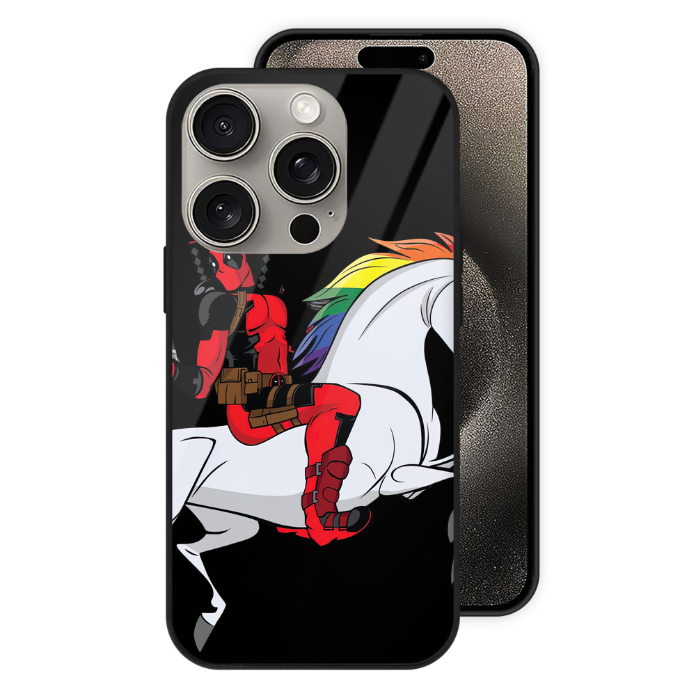 （画像用） Deadpool デッドプール 【iPhone15Pro対応】スマホケース 耐衝撃＆黄変防止 背面ガラス