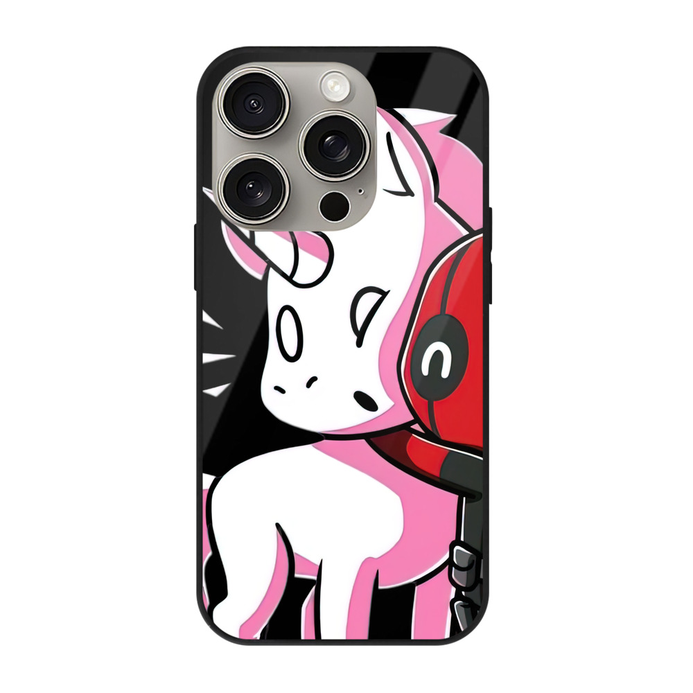（画像用） Deadpool デッドプール 【iPhone15Pro対応】スマホケース 耐衝撃＆黄変防止 背面ガラス