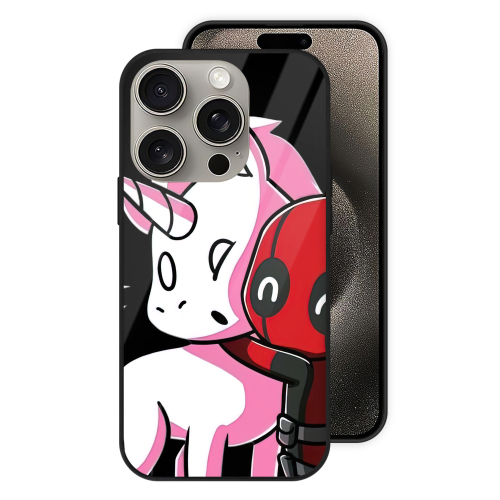 （画像用） Deadpool デッドプール 【iPhone15Pro対応】スマホケース 耐衝撃＆黄変防止 背面ガラス